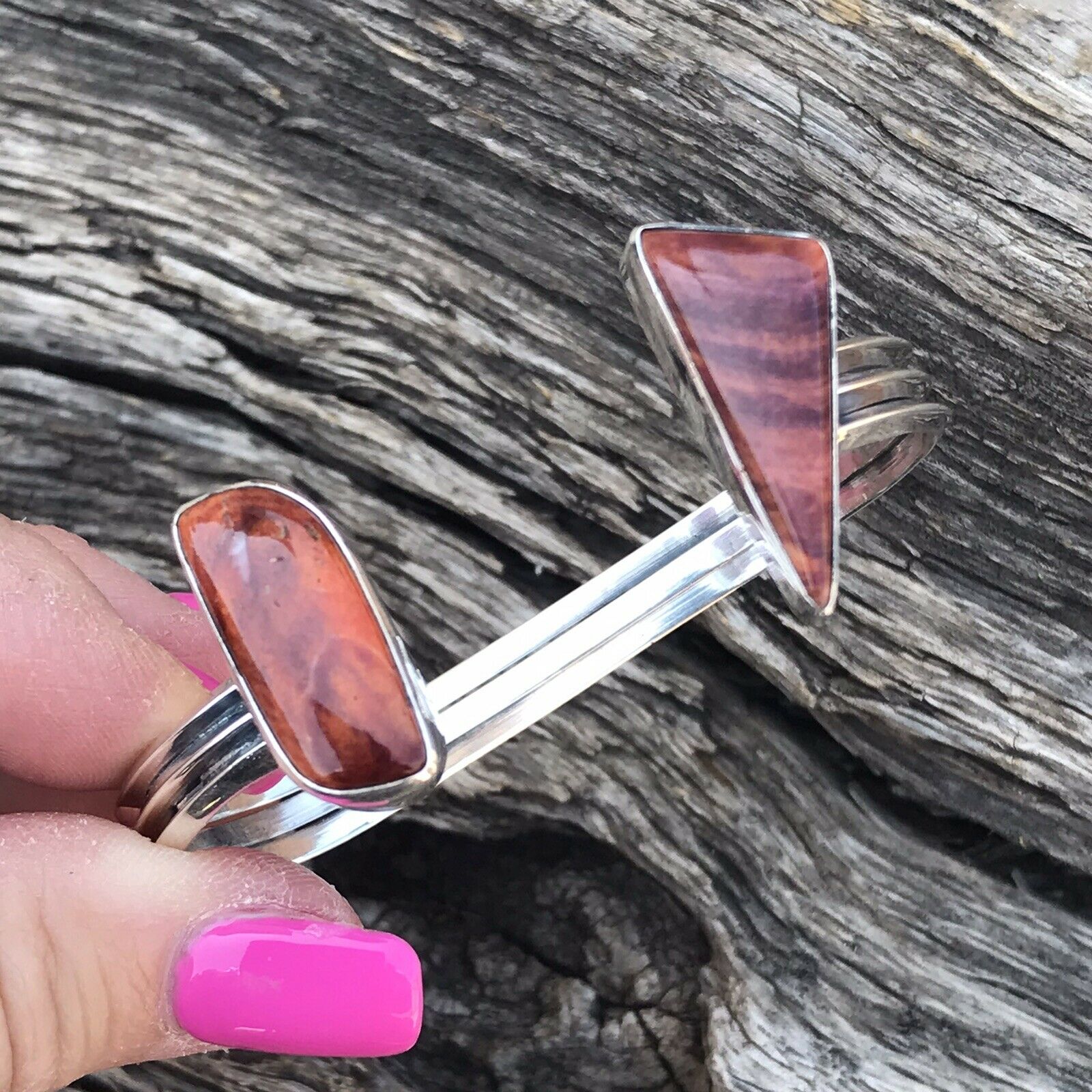 Navajo Spiny Oyster & Sterling Silver Bracelet Cuff Signed