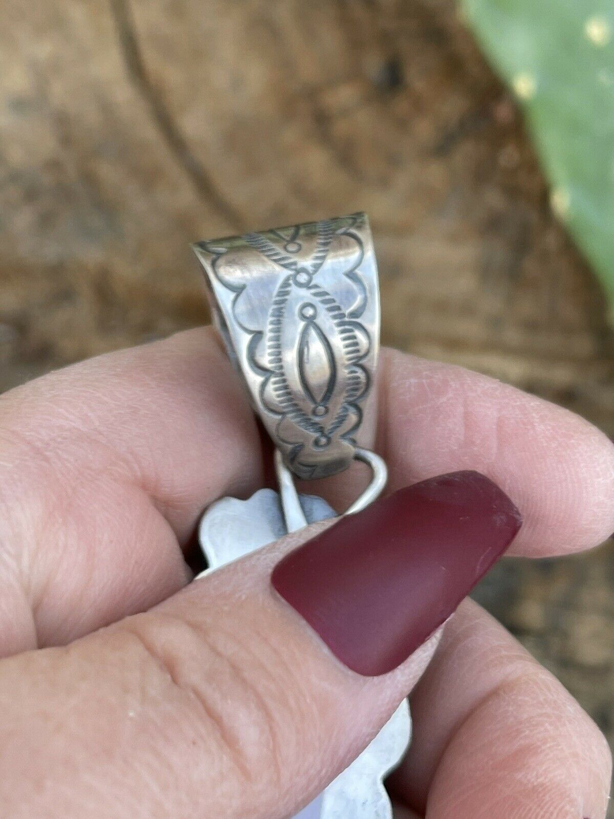 Handcrafted Sterling Kingman Web Turquoise & Red Coral Pendant Taos Collection