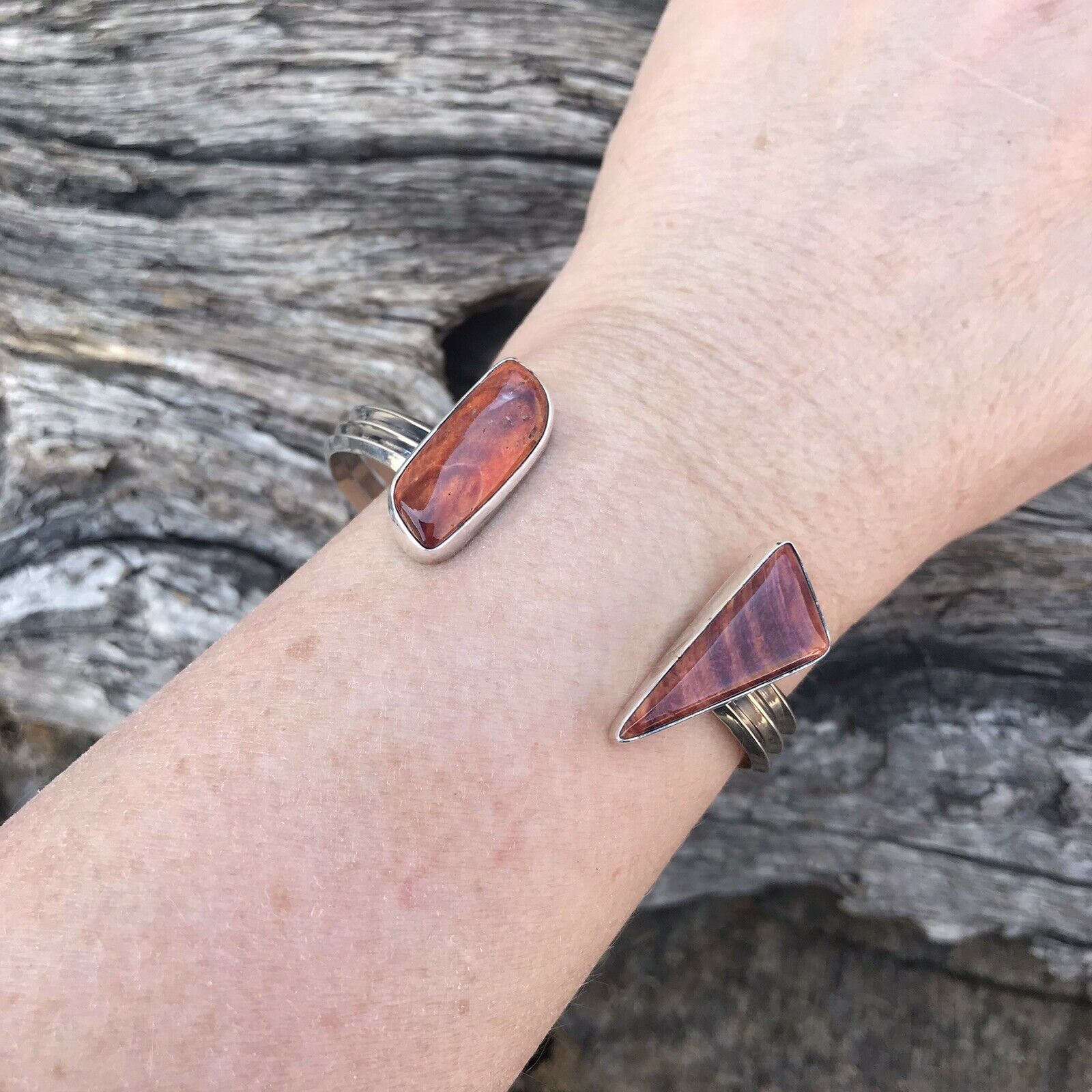 Navajo Spiny Oyster & Sterling Silver Bracelet Cuff Signed