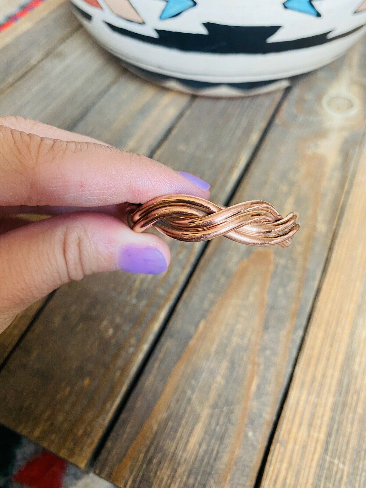 Handcrafted Copper Over Sterling Hand Twisted Cuff Bracelet