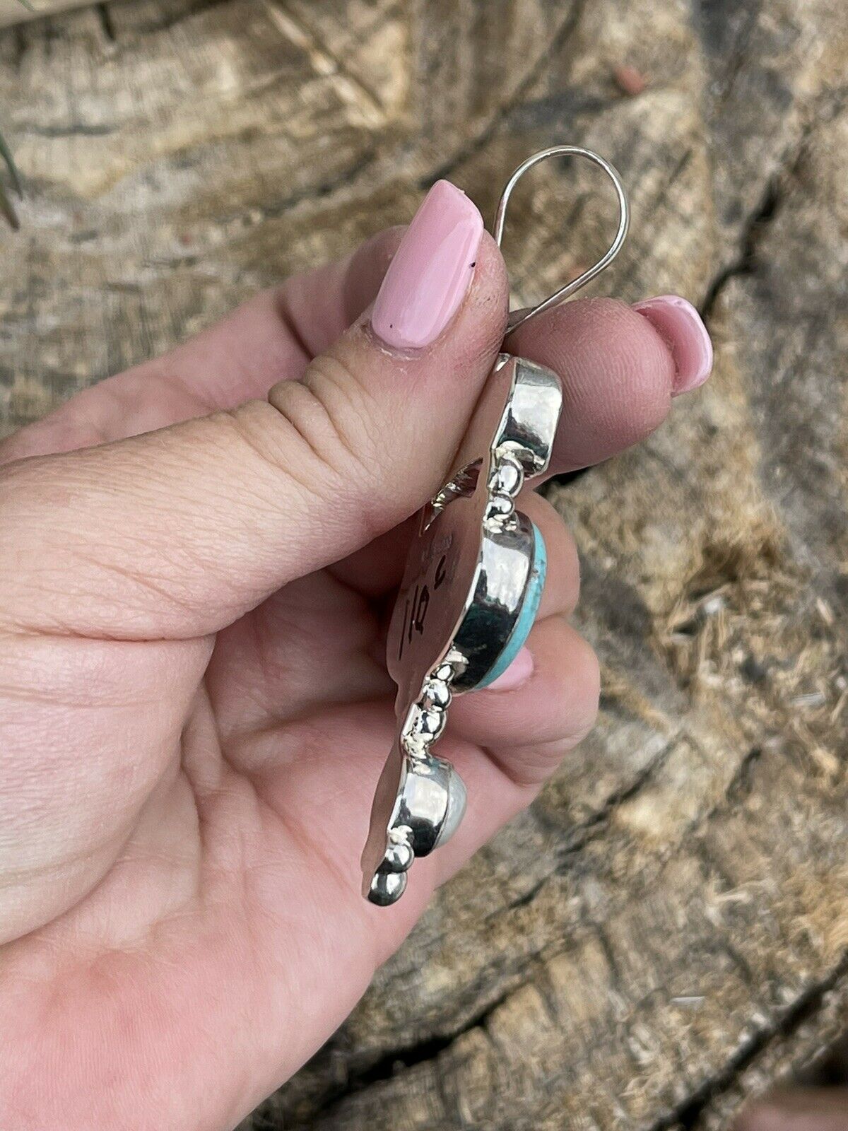 Handcrafted Turquoise & Mother Of Pearl Sterling Silver Pendant