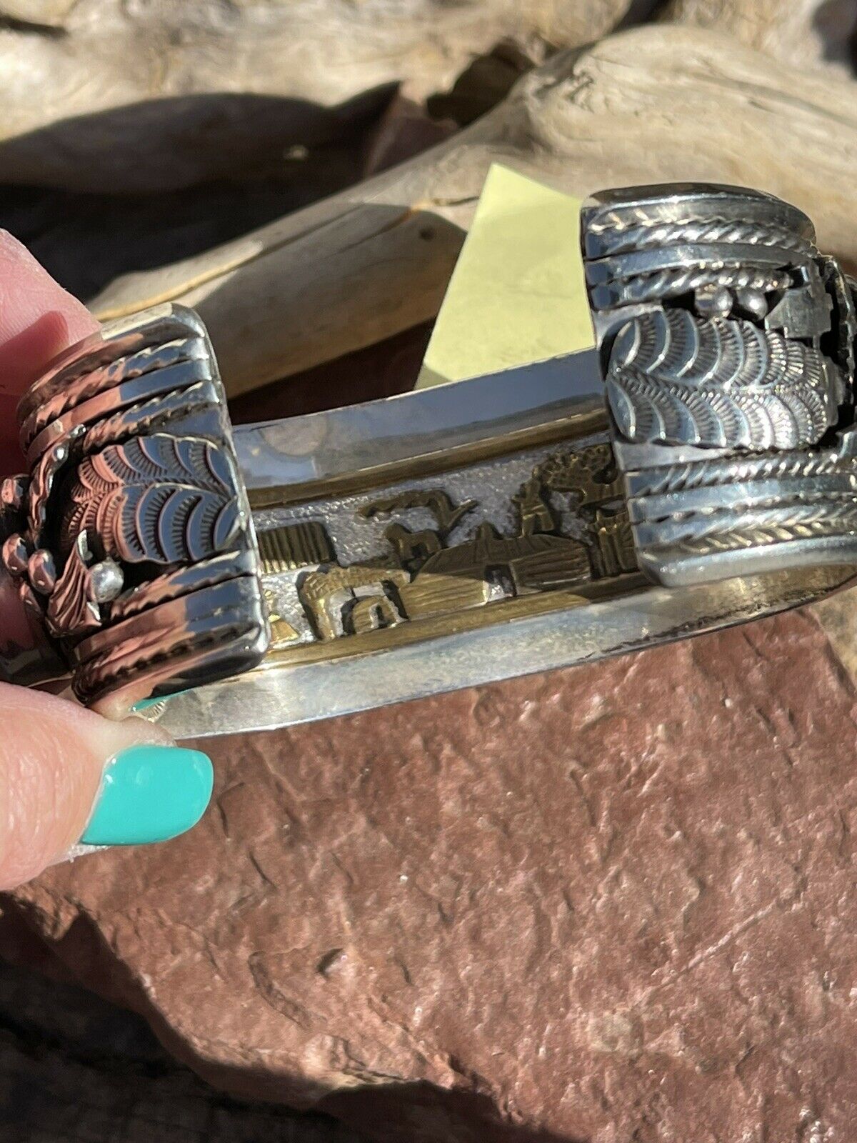 Handcrafted Vintage Sterling Silver & Kingman Turquoise Non Working Watch Bracelet