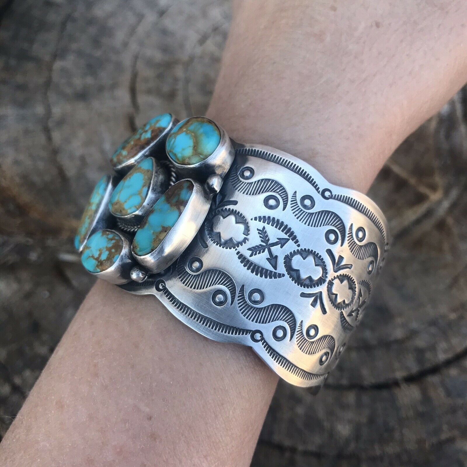 Handcrafted Sterling Silver Royston Turquoise Cuff Bracelet By Benson Shorty /