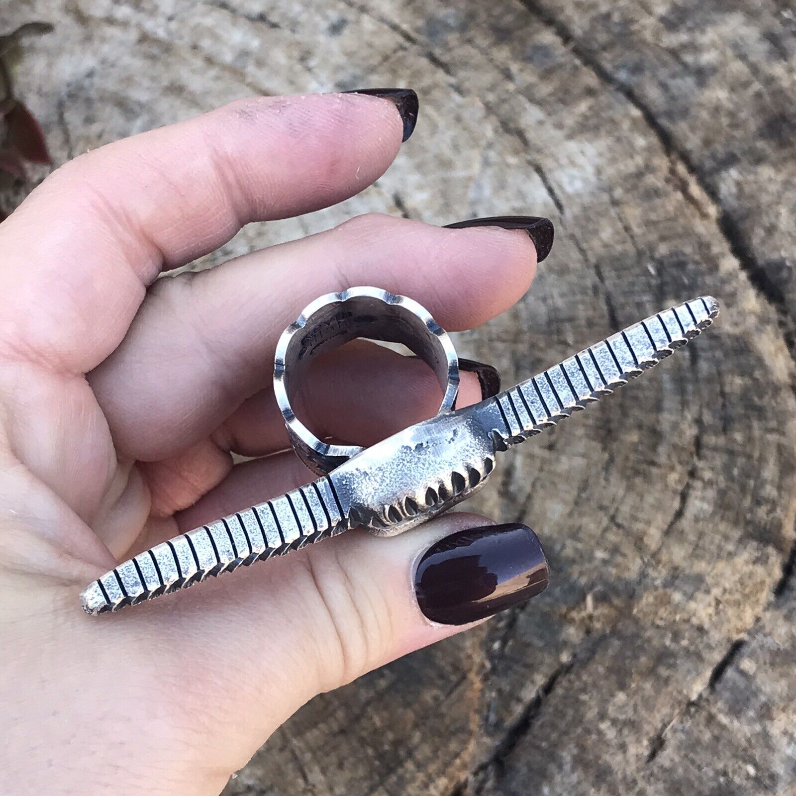 Handcrafted Sterling Silver Longhorn Cattle Steer Head Statement Ring