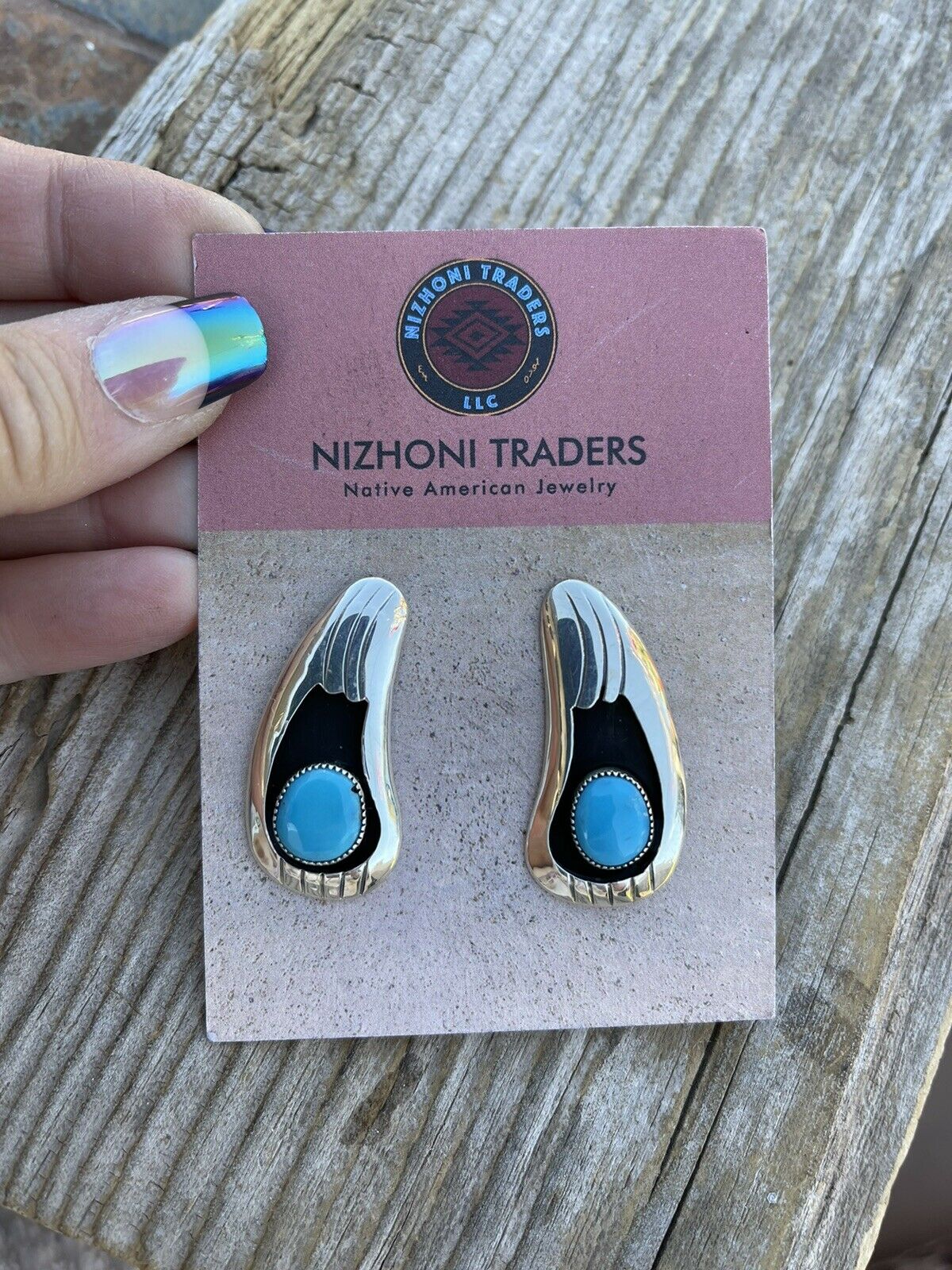 Handcrafted Turquoise And Sterling Silver Shadow Box Post Earrings