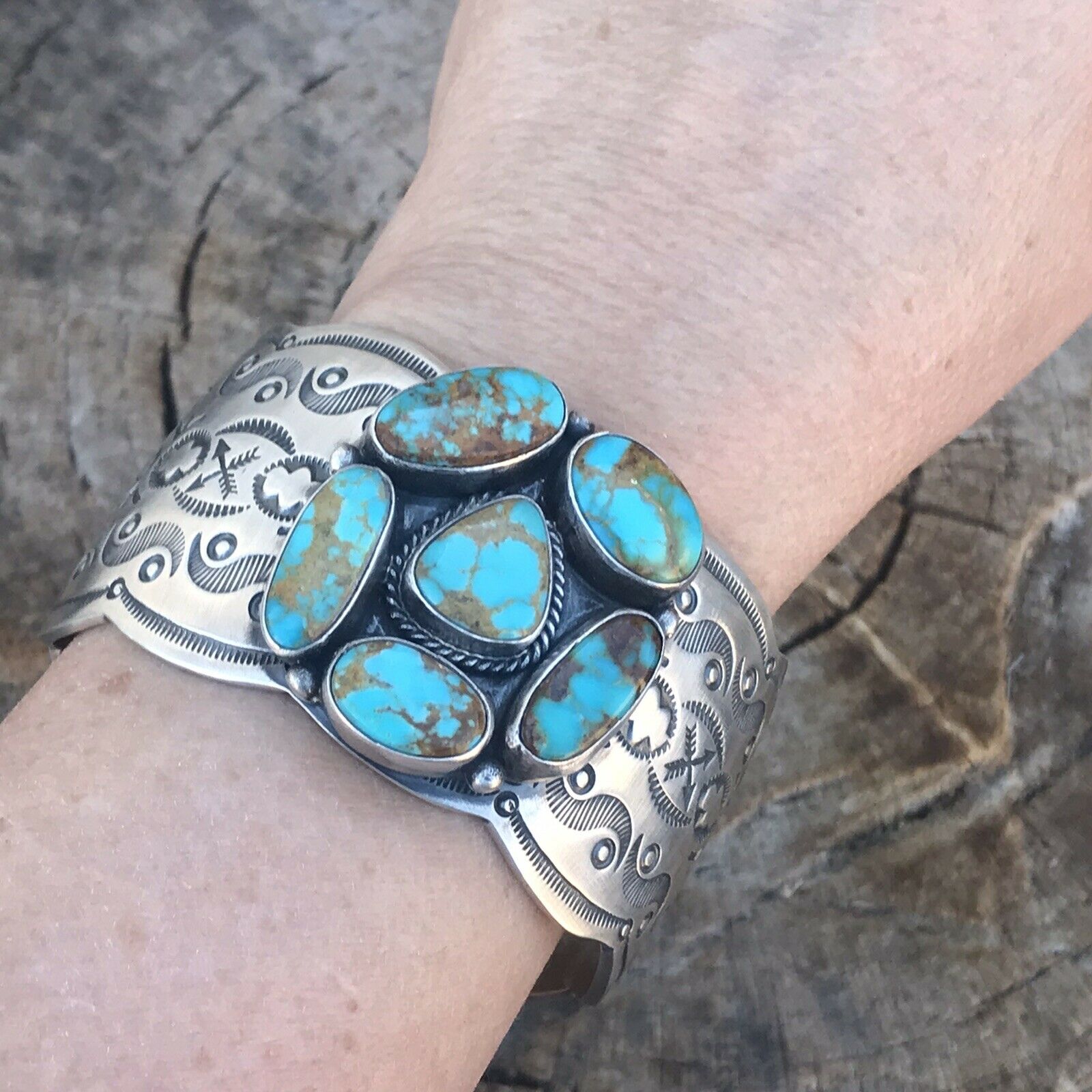 Handcrafted Sterling Silver Royston Turquoise Cuff Bracelet By Benson Shorty /