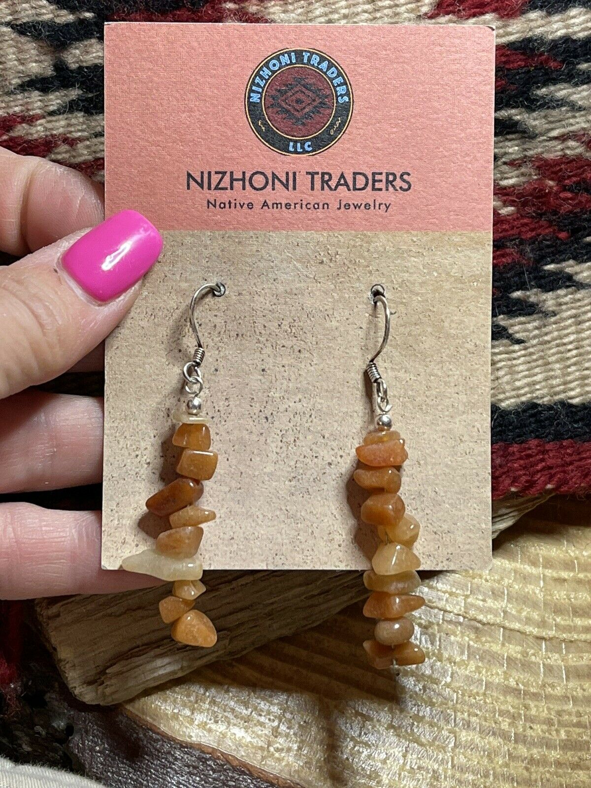 Sterling Silver Cream Quartz Chip Dangle Earrings