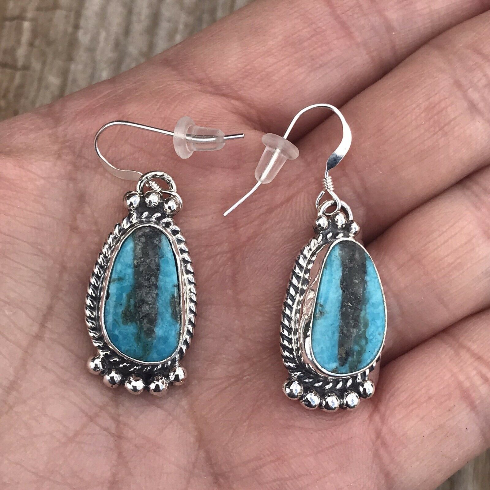 Handcrafted Turquoise & Sterling Silver Dangle Earrings