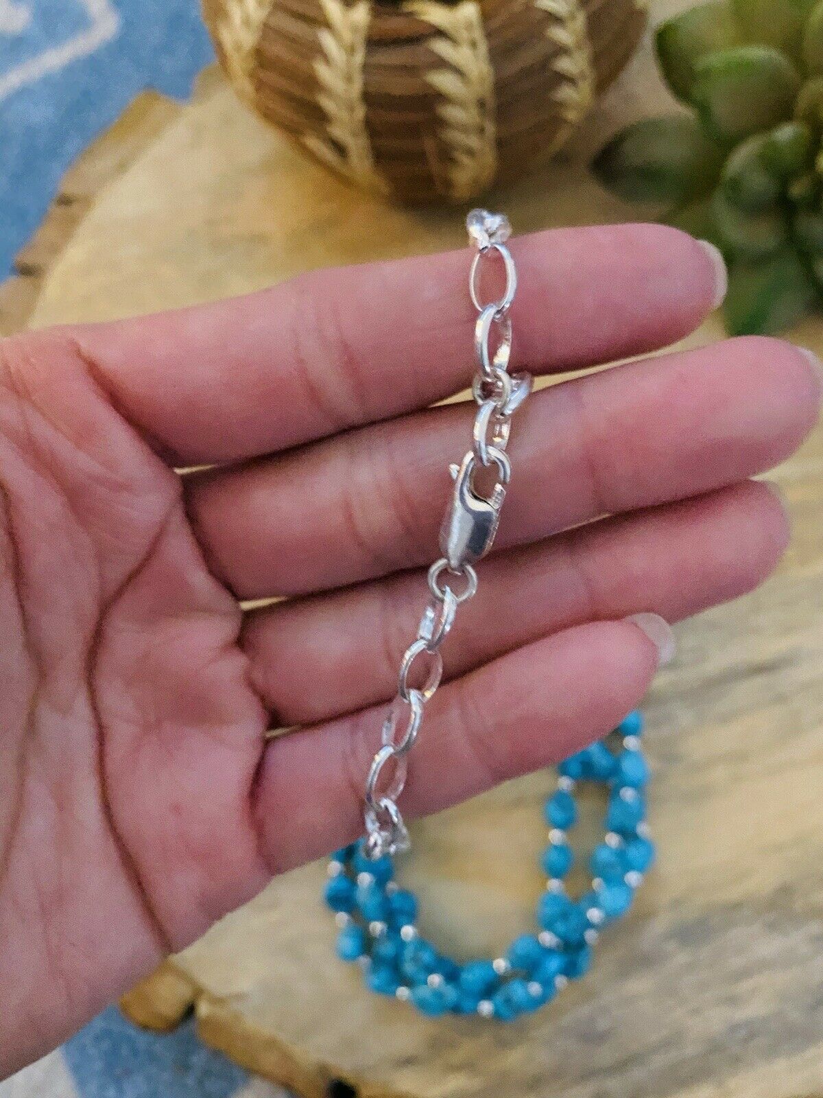 Handcrafted Sterling Silver & Natural Sleeping Beauty Turquoise Nugget Necklace