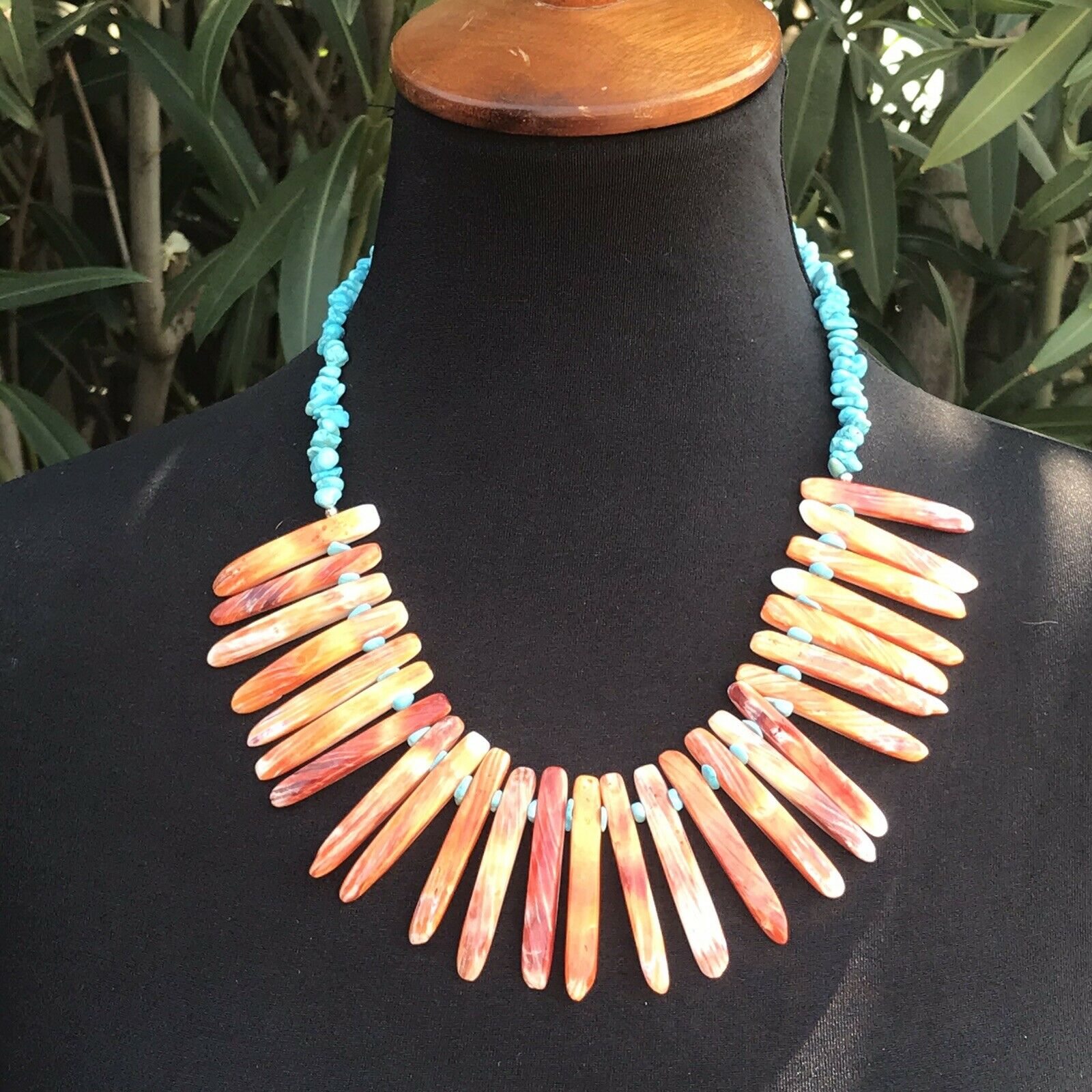 Handcrafted Sterling Turquoise Spiny Oyster Necklace