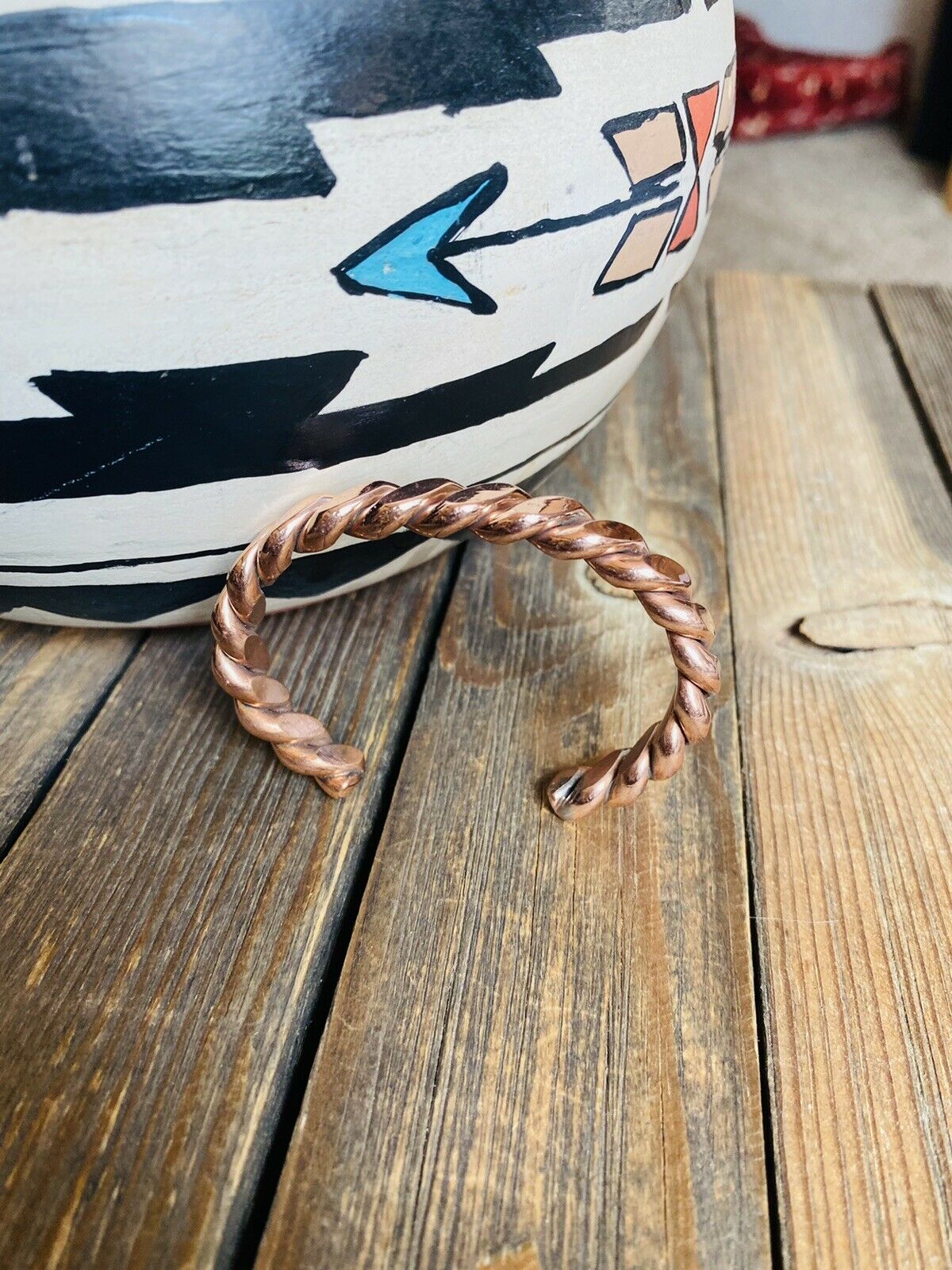 Handcrafted Copper Over Sterling Hand Twisted Cuff Bracelet