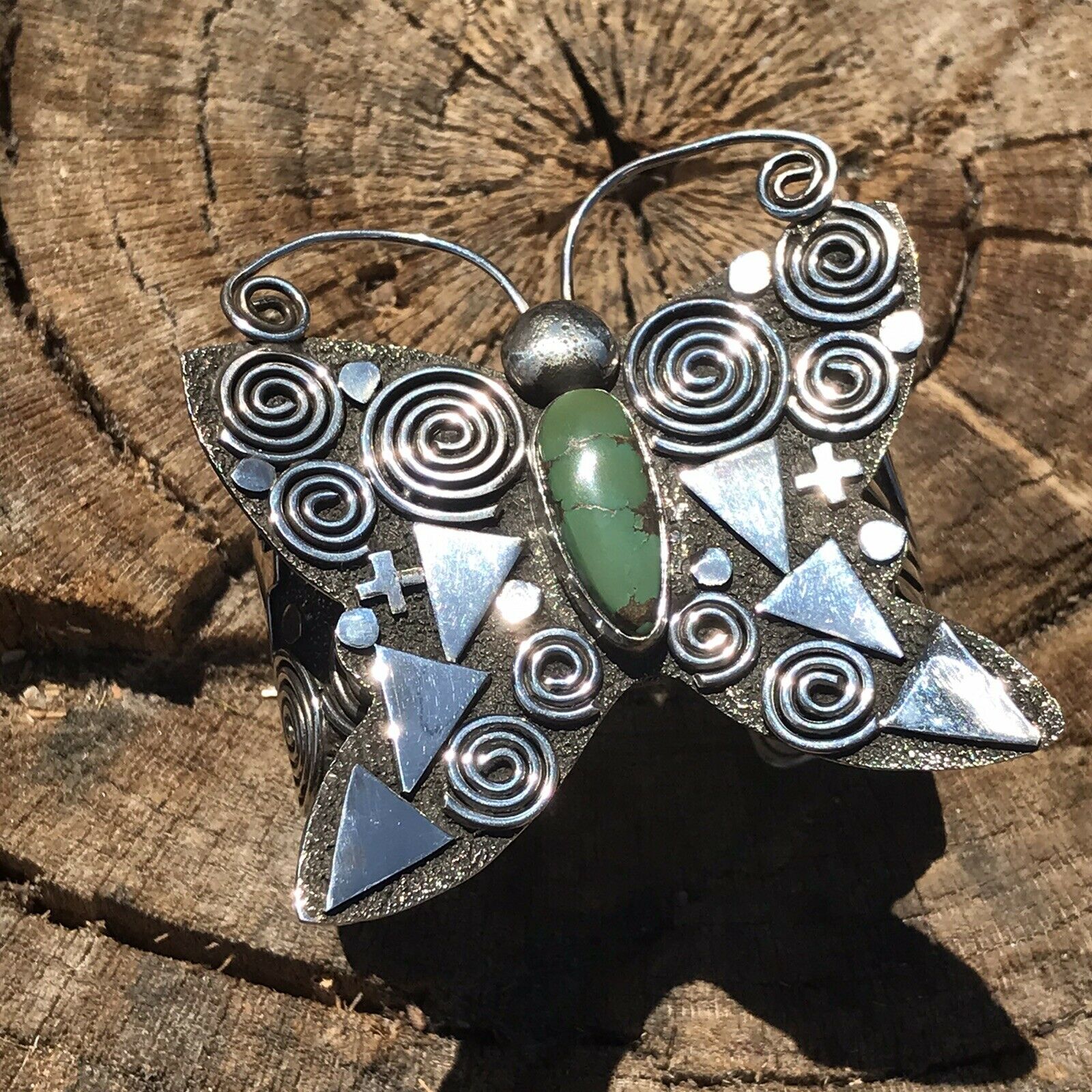 Sterling Turquoise Butterfly Bracelet Cuff By Alex Sanchez /