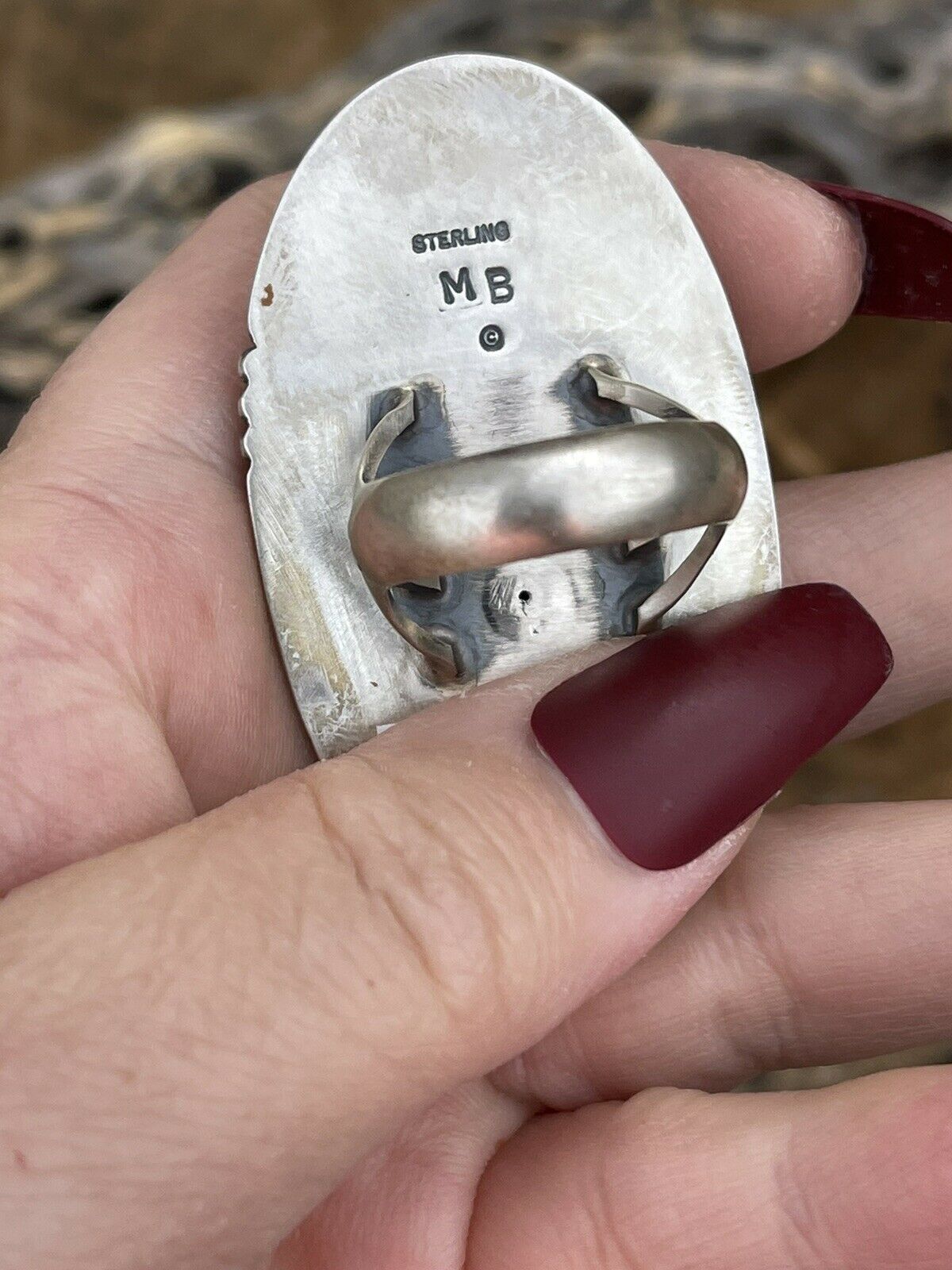 Handcrafted Number 8 Turquoise & Sterling Silver Statement Ring Size 8.5 Signed