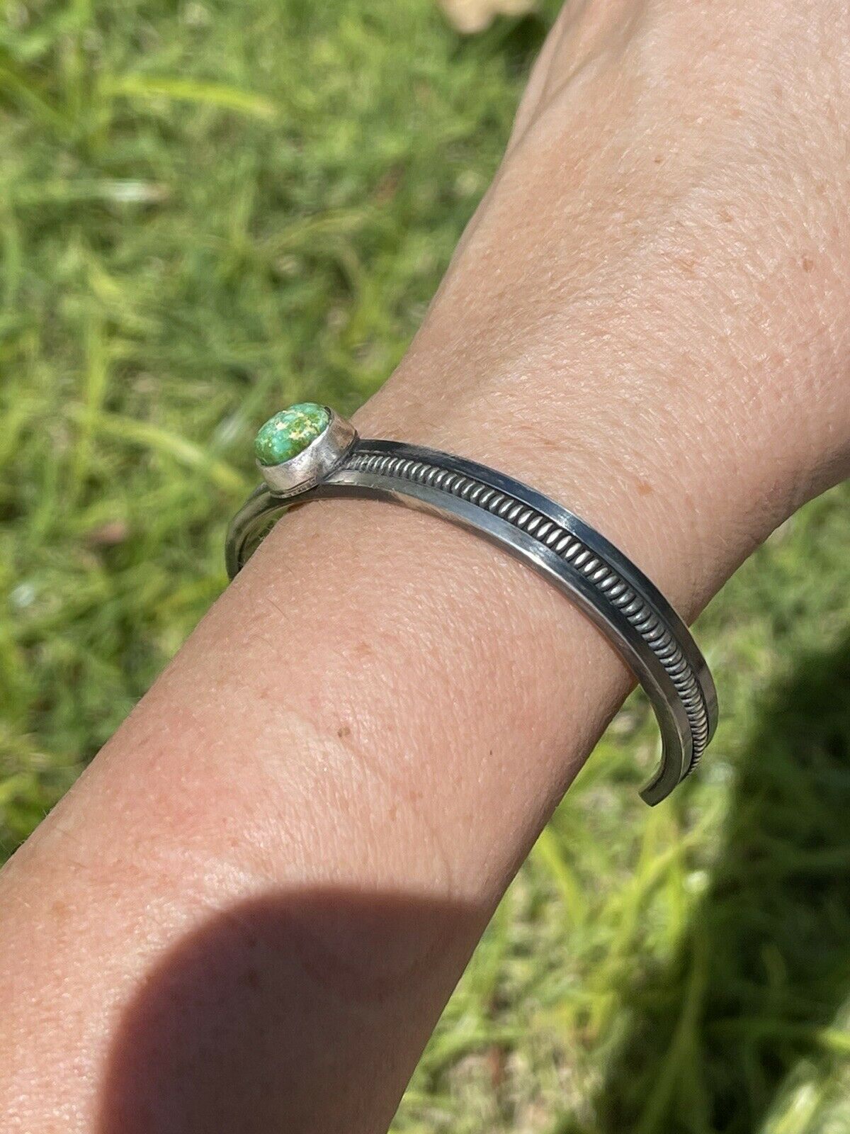 Handcrafted Sonoran Gold Turquoise & Sterling Silver Elegant Cuff Bracelet