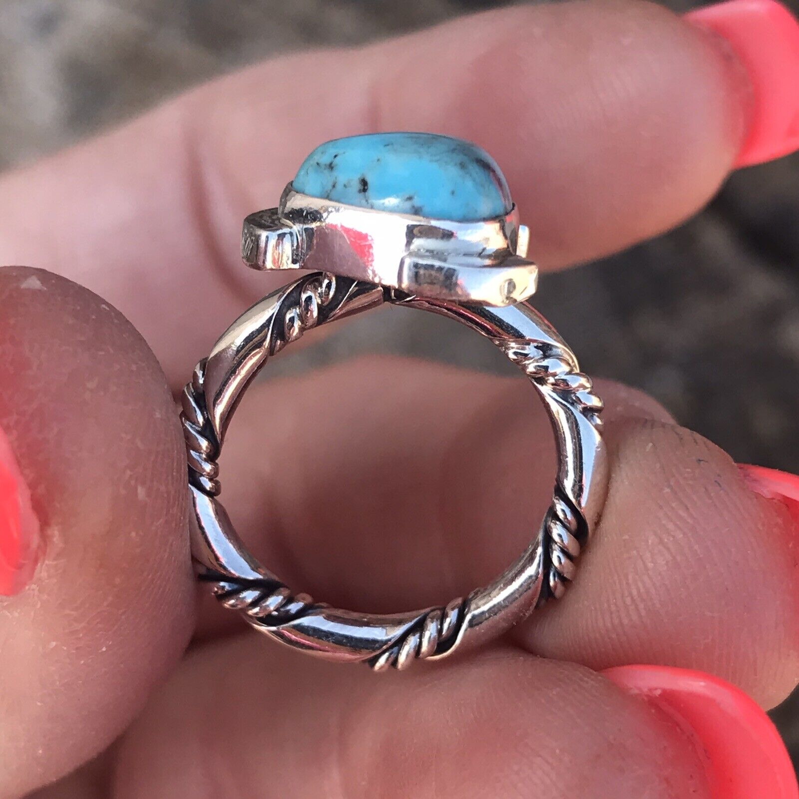 Handcrafted Sterling Silver Turquoise Triangle Ring