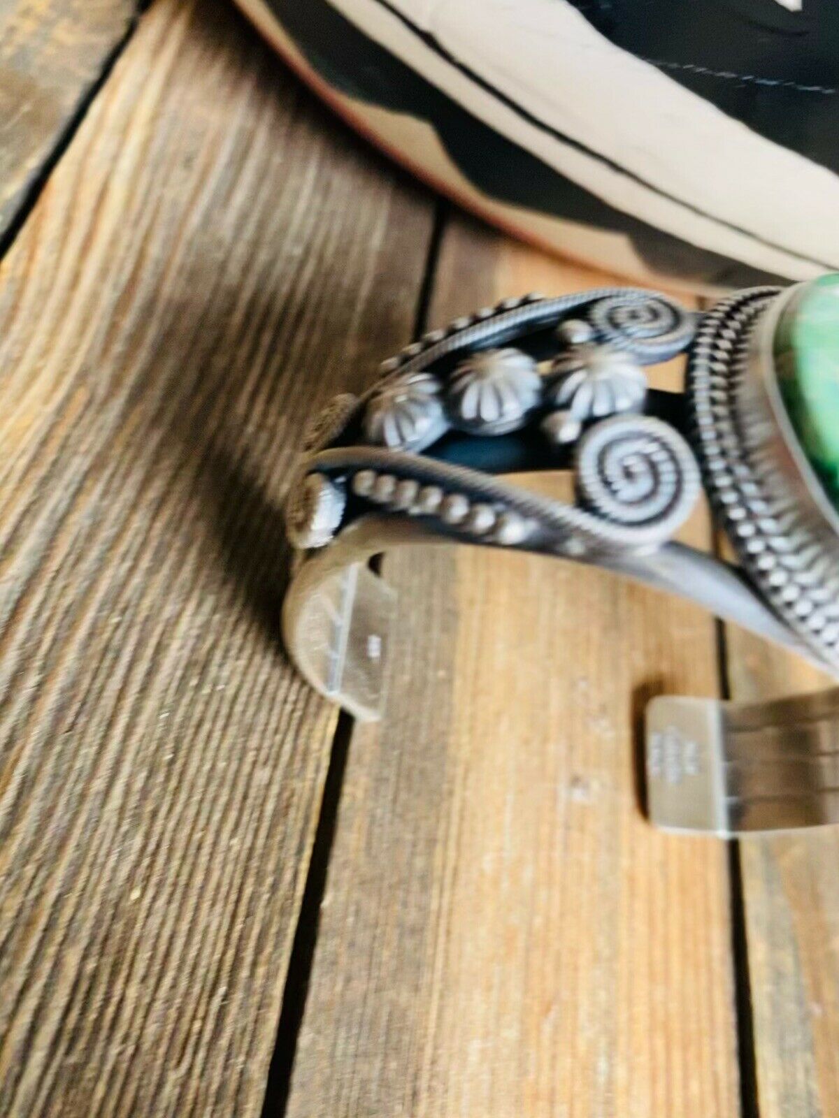 Handcrafted Sonoran Gold Turquoise & Sterling Silver Cuff Bracelet By M&R Calladitto