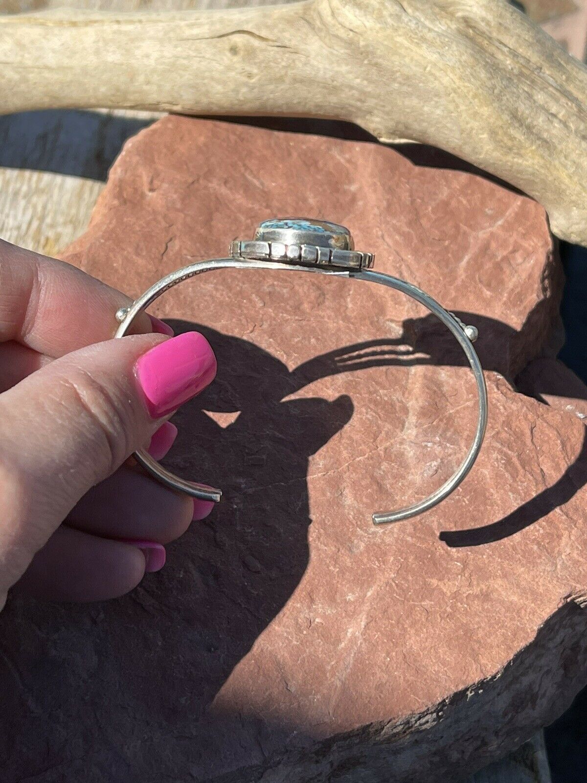 Handcrafted Kingman Web Turquoise & Sterling Silver Cuff Bracelet