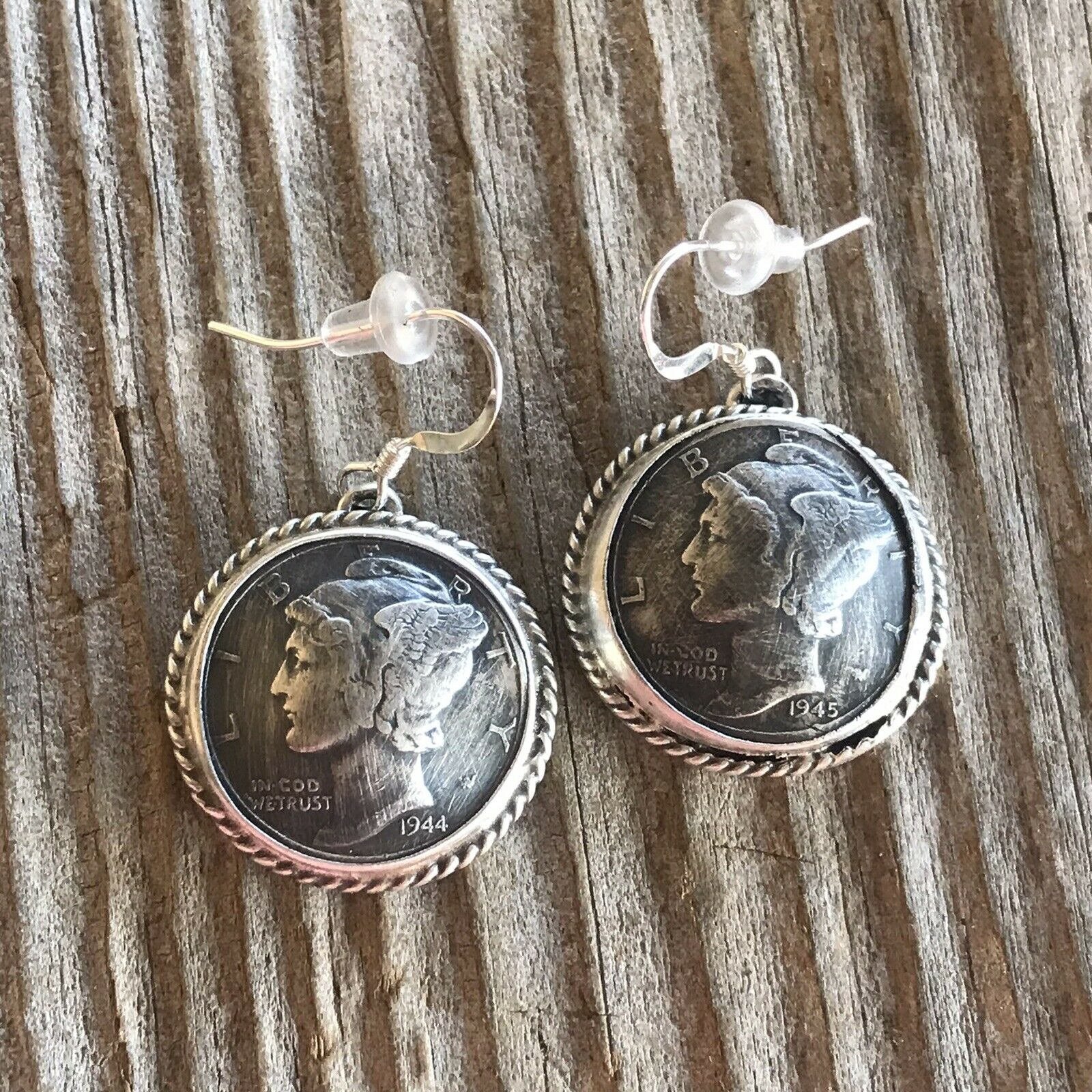 Handcrafted Kee- J Sterling Silver Turquoise Liberty Coin Dangle Earrings