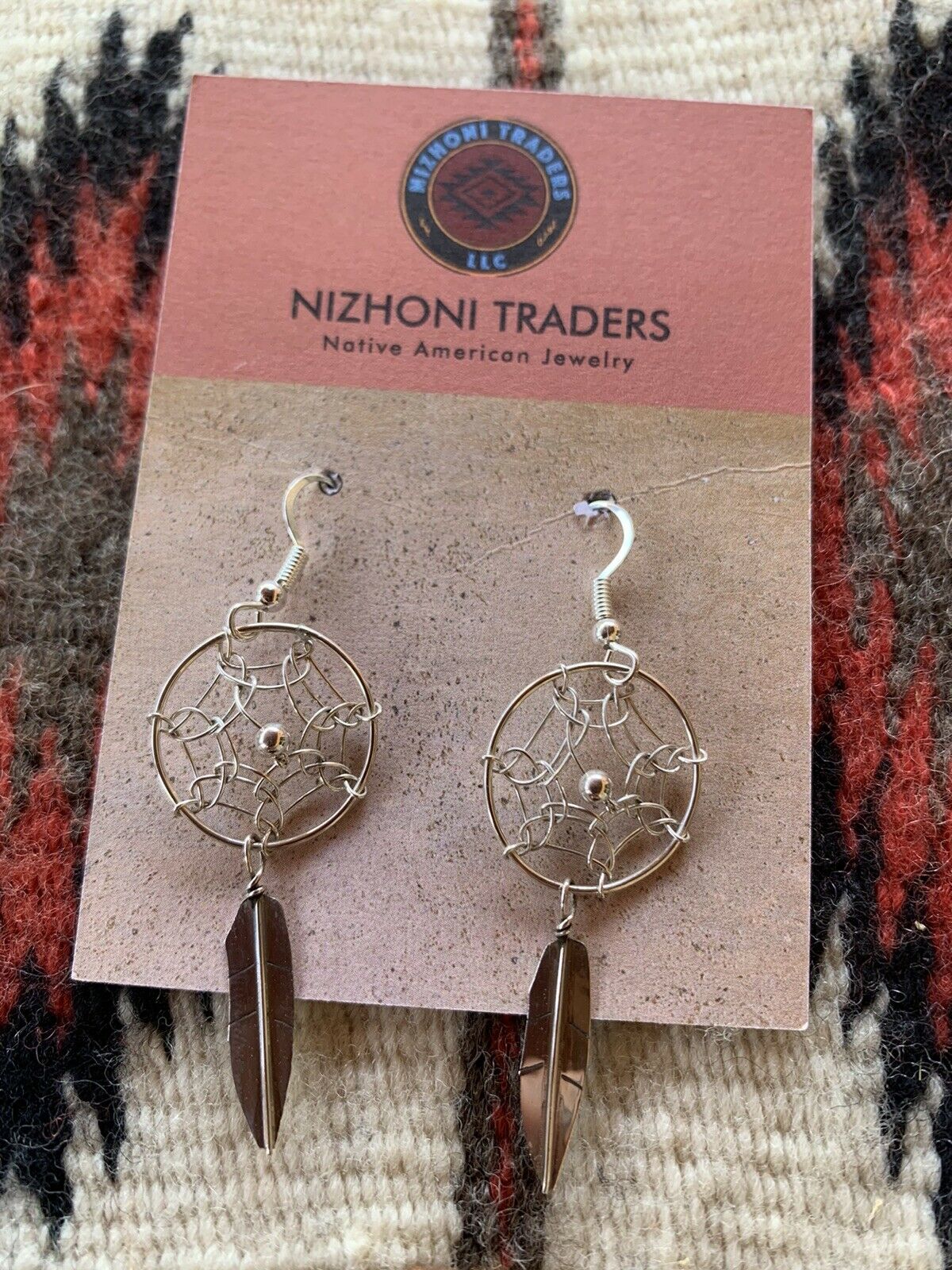 Handcrafted Sterling Silver Dream Catcher, Feather Dangle Earrings