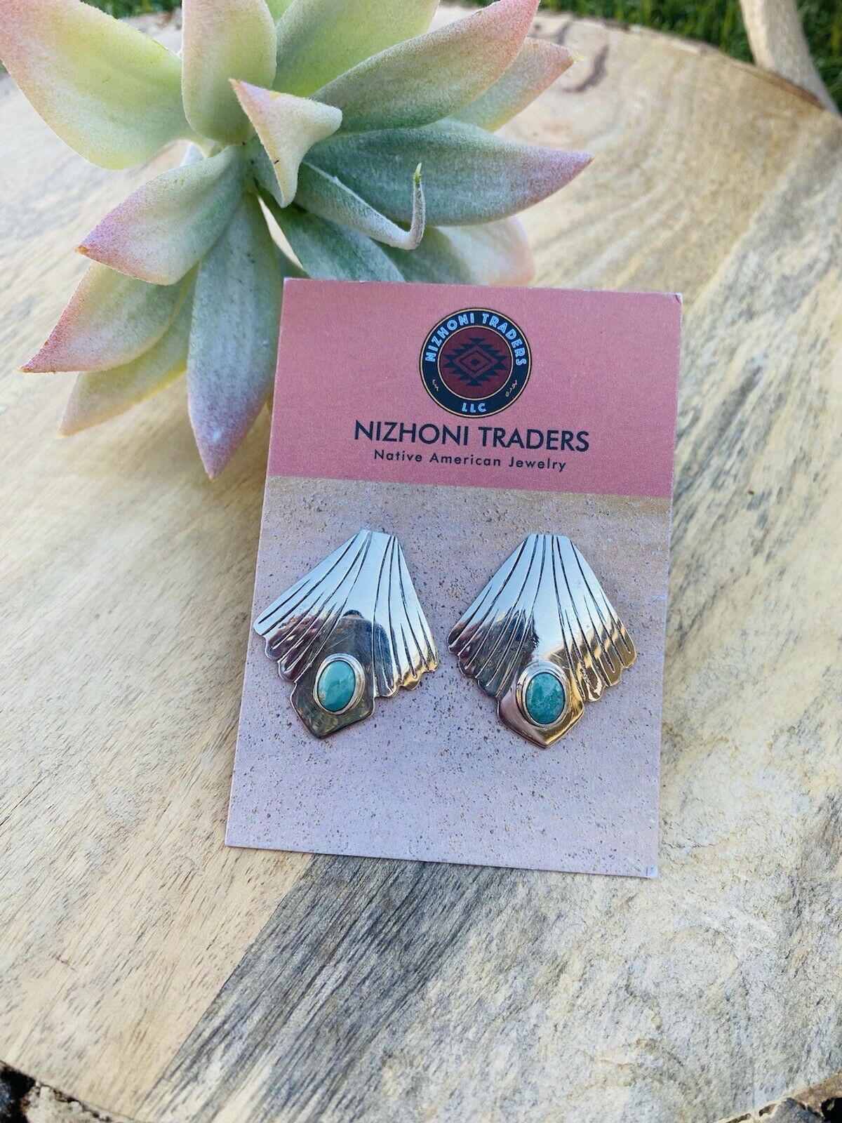 Handcrafted Turquoise & Sterling Silver Post Earrings