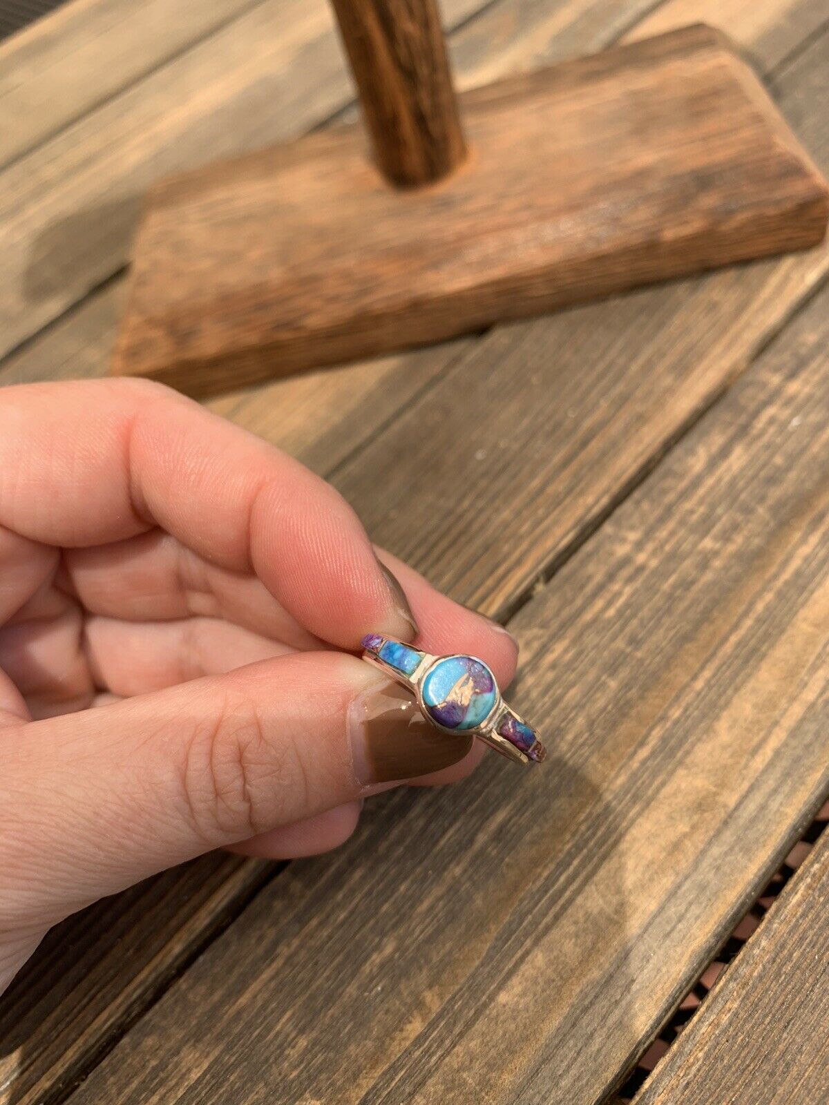Pink Dream Mojave & Sterling Silver Round Ring