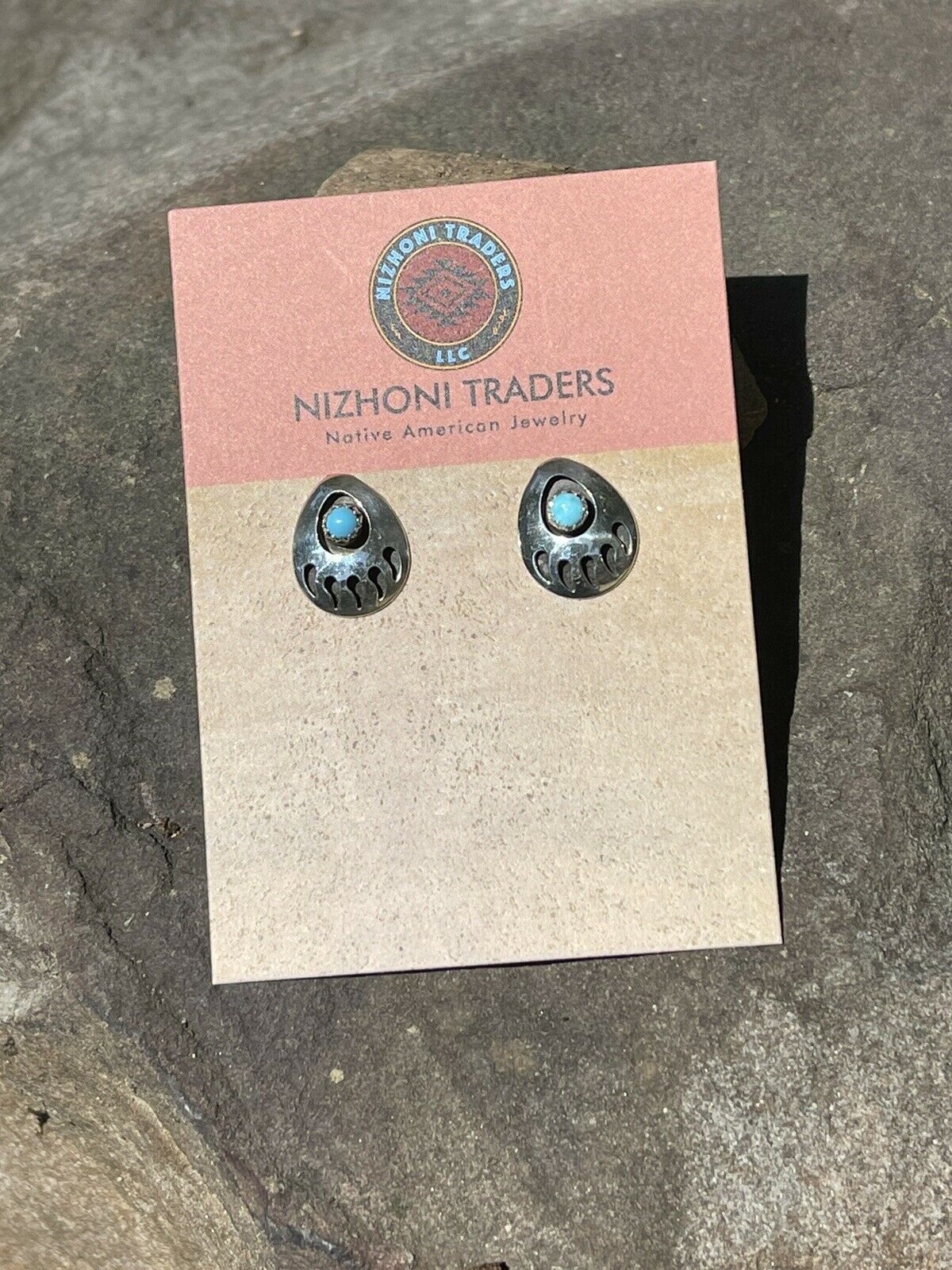 Handcrafted Sterling Silver And Turquoise Bear Paw Post Earrings