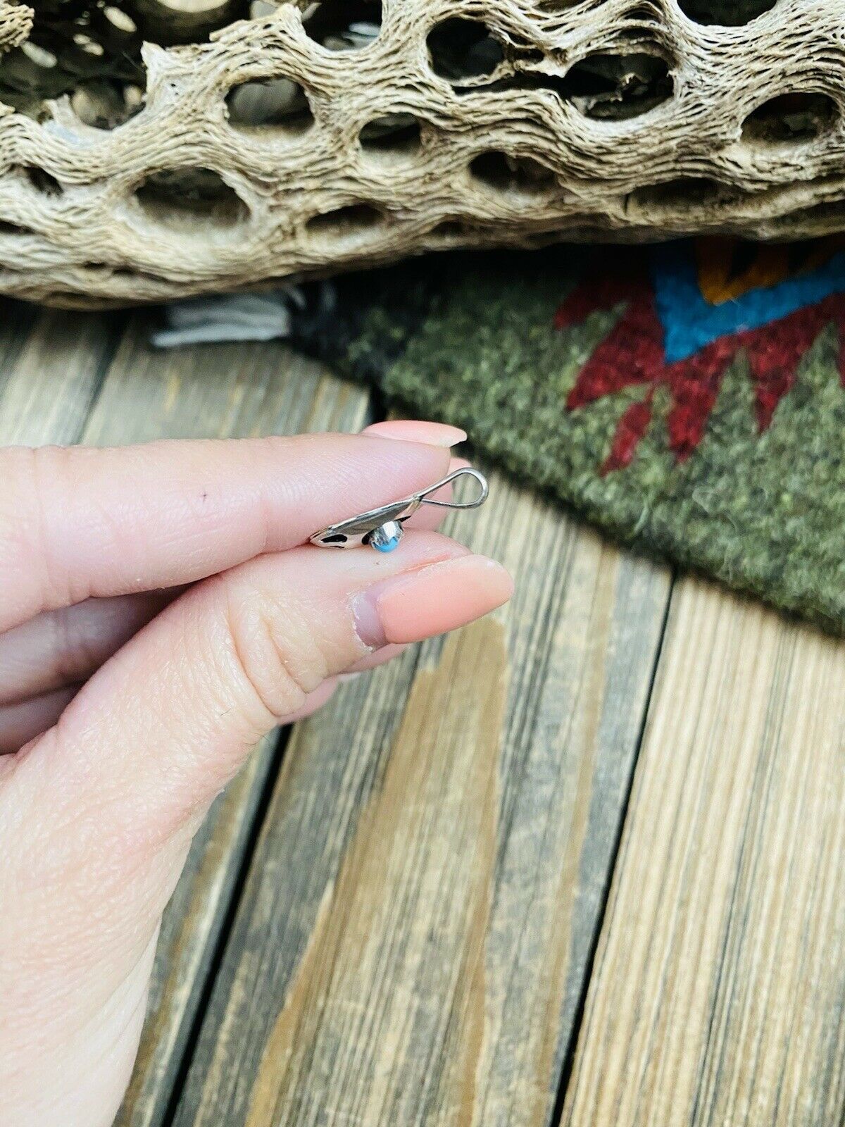 Handcrafted Turquoise & Sterling Silver Bear Paw Pendant