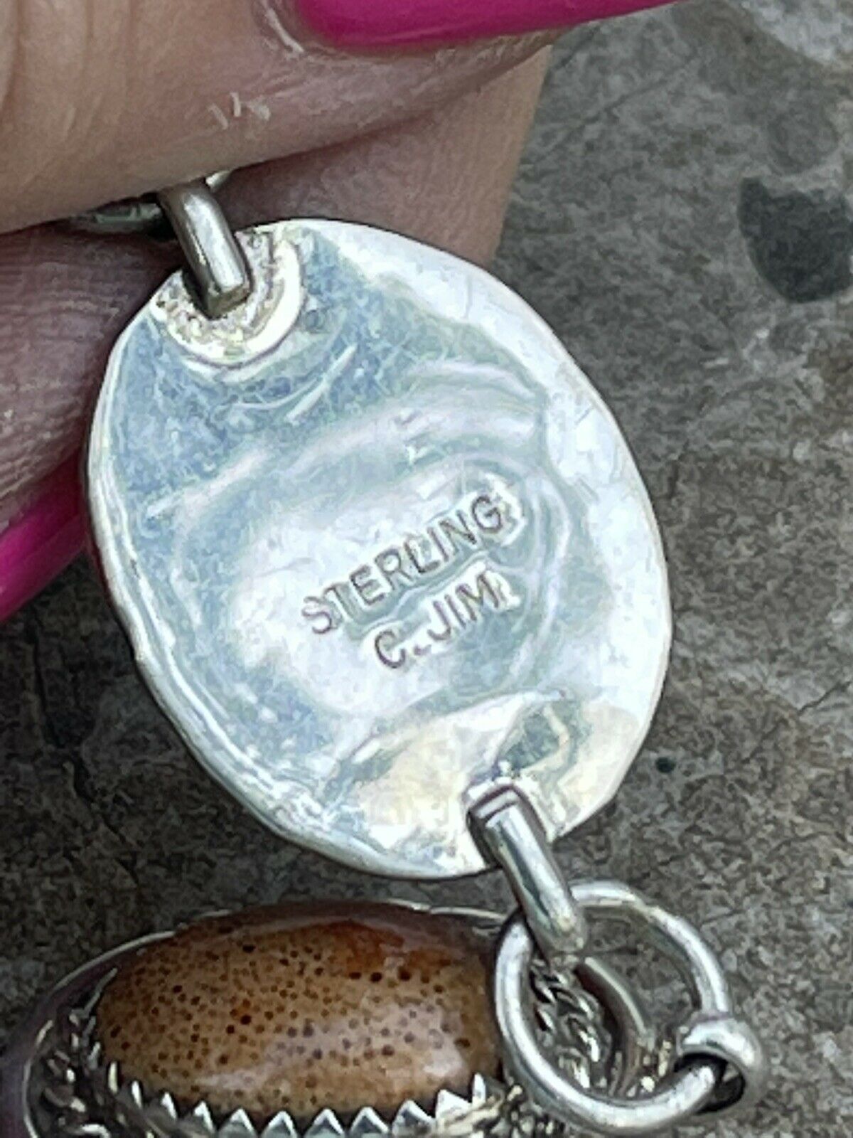 Handcrafted Rust Jasper & Sterling Silver Link Oval Southwest Bracelet