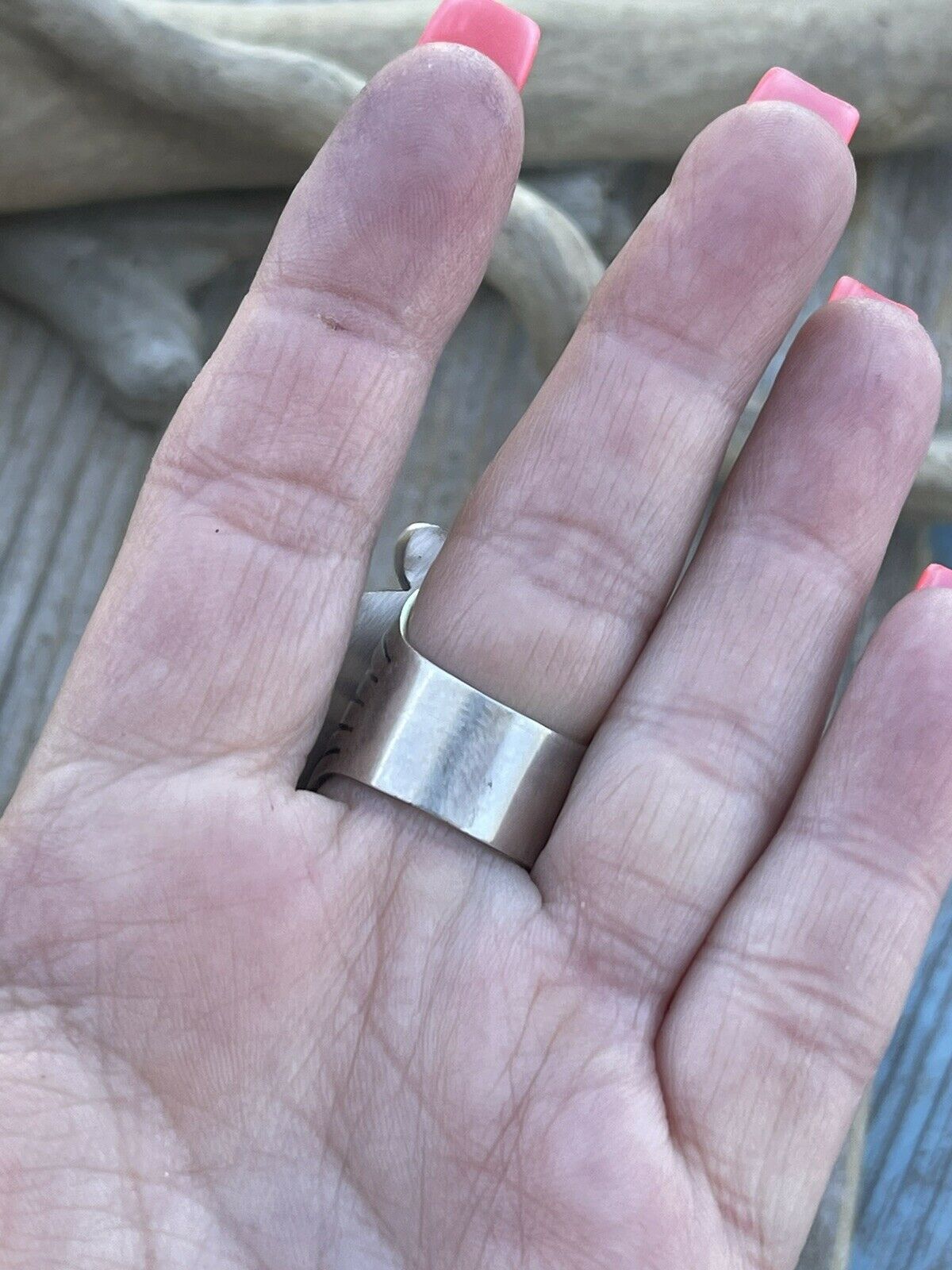 Handcrafted Sterling Silver Kingman Web Turquoise & Red Coral Taos Collection Ring Sz 8.5