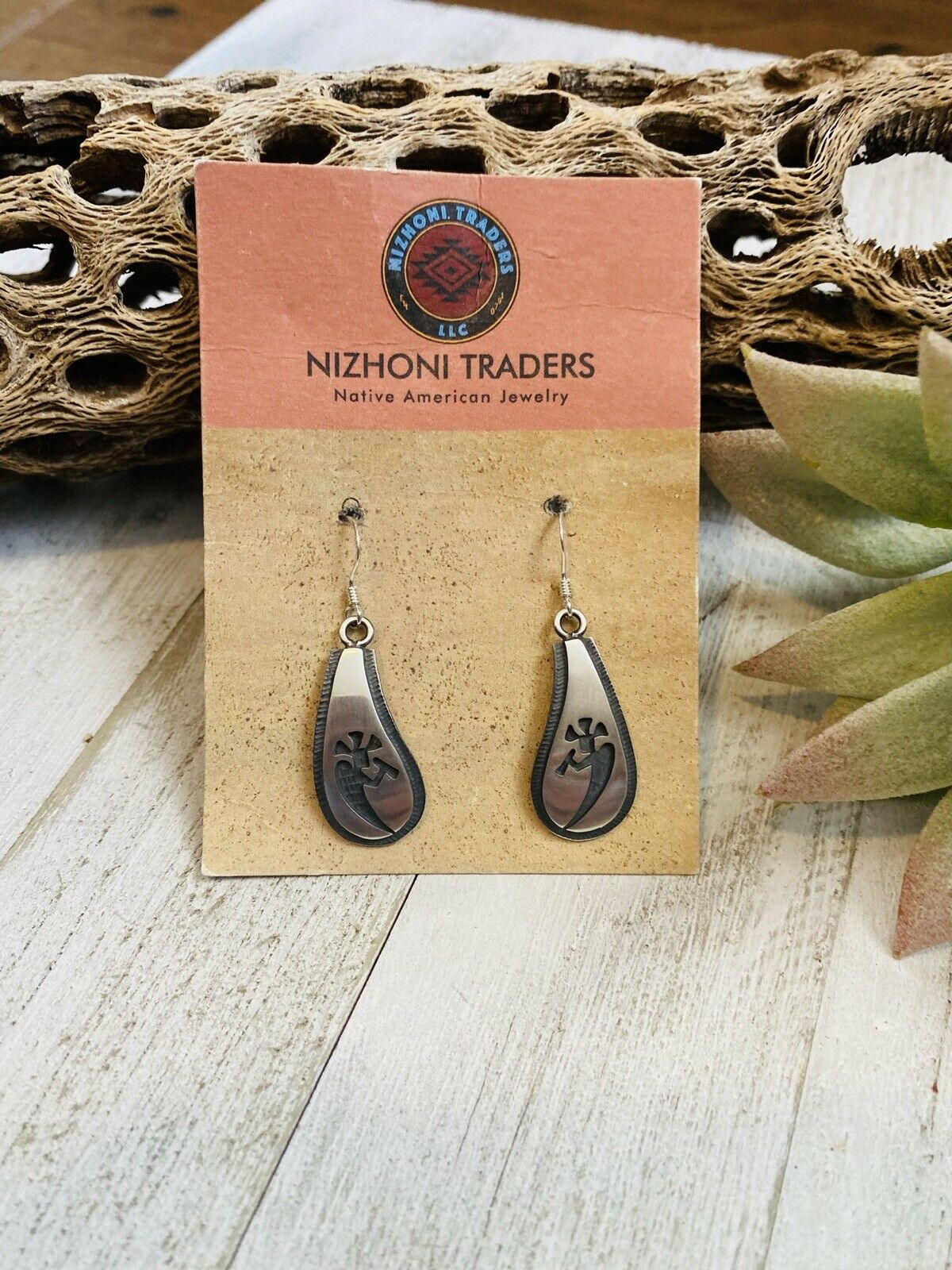 Hopi Sterling Silver Kokopelli Dangle Earrings