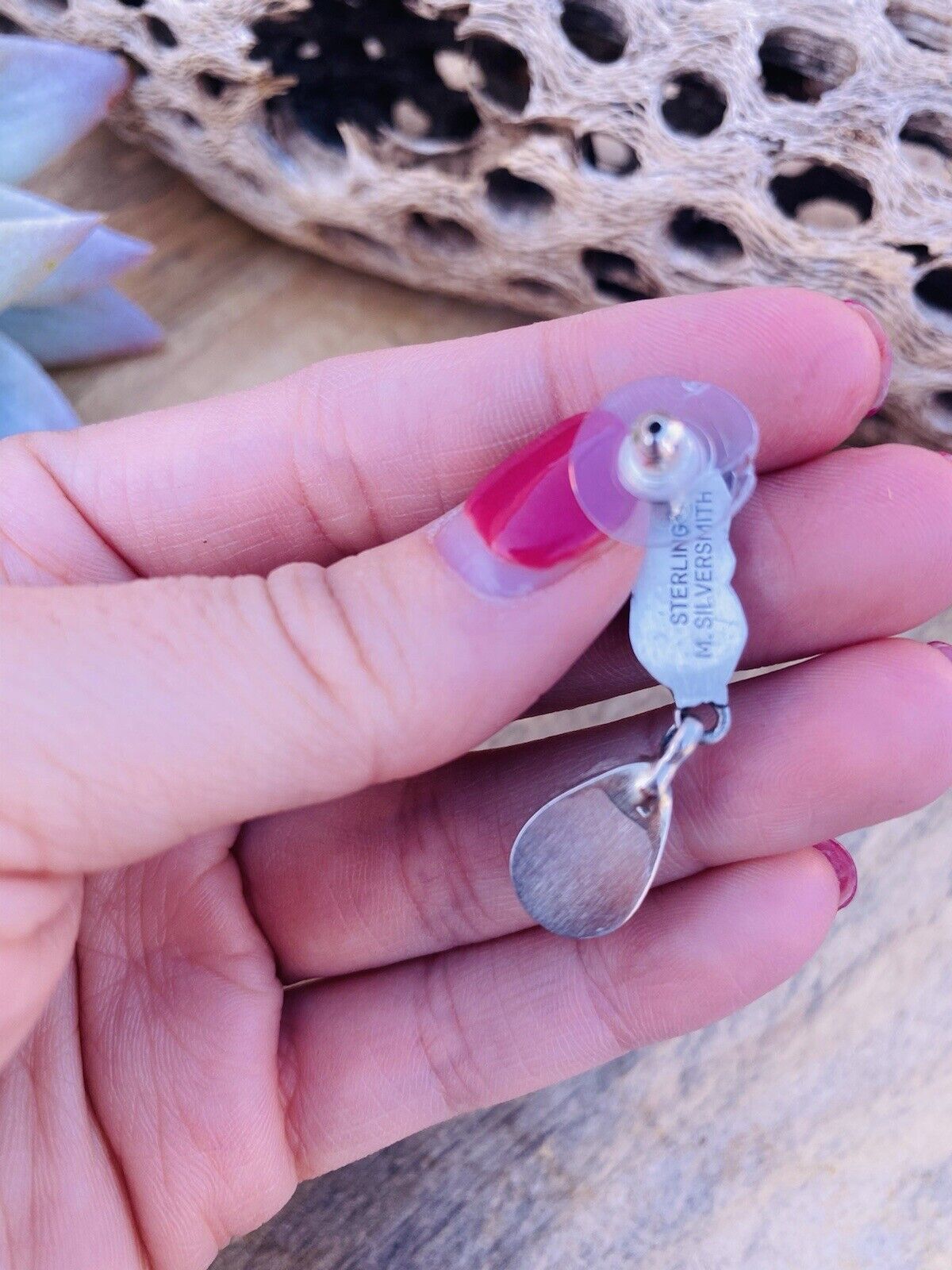 Handcrafted Sterling Silver and Turquoise Dangle Earrings Signed