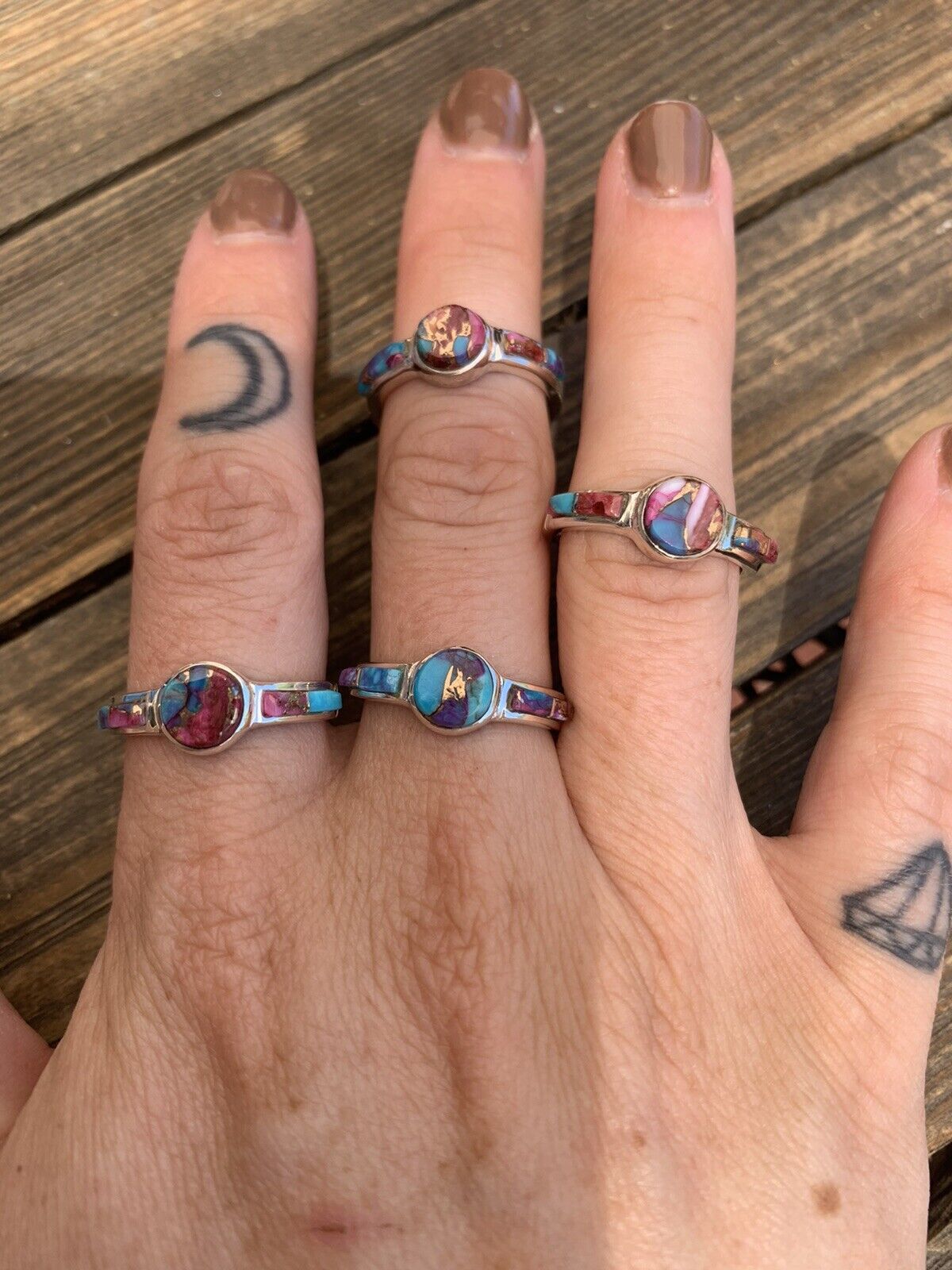 Pink Dream Mojave & Sterling Silver Round Ring