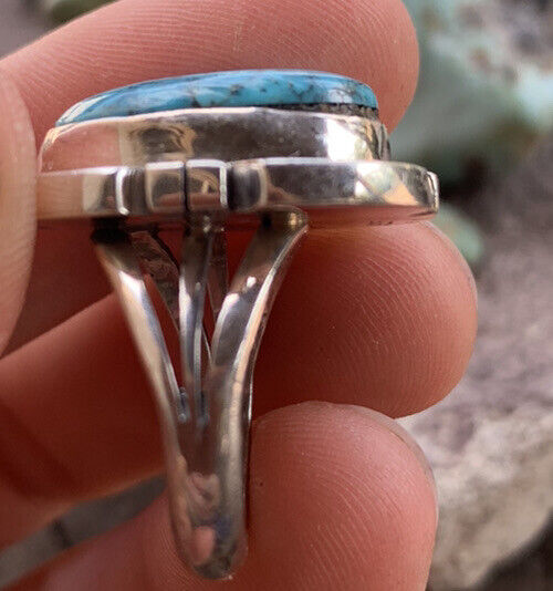 Handcrafted Kingmen Turquoise & Sterling Silver Wave Ring