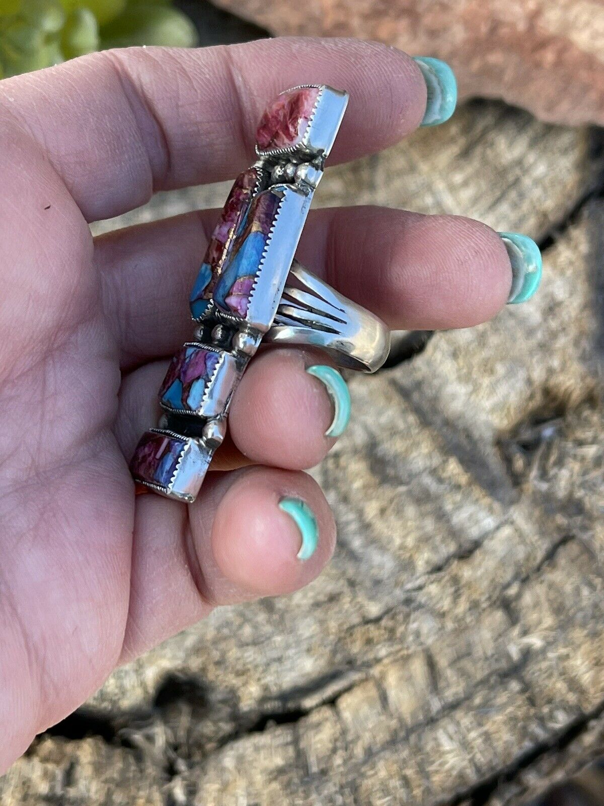 Handcrafted Pink Dream Mohave & Sterling Silver Ring Size 6