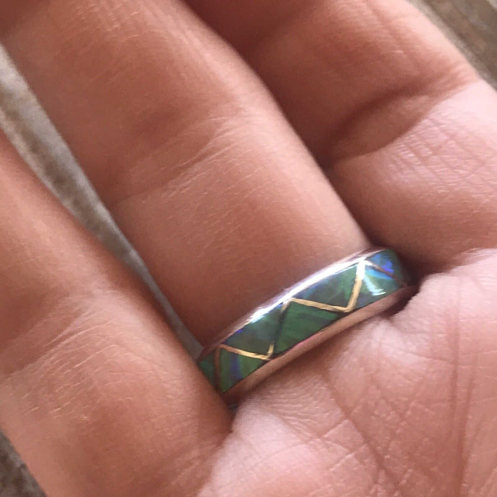 Handcrafted Sterling Silver Green Opal Stacker Ring