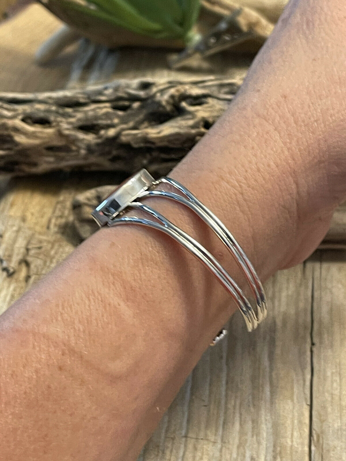 Handcrafted Orange Spiny Sterling Silver Bracelet Loop Cuff Stamped Begay