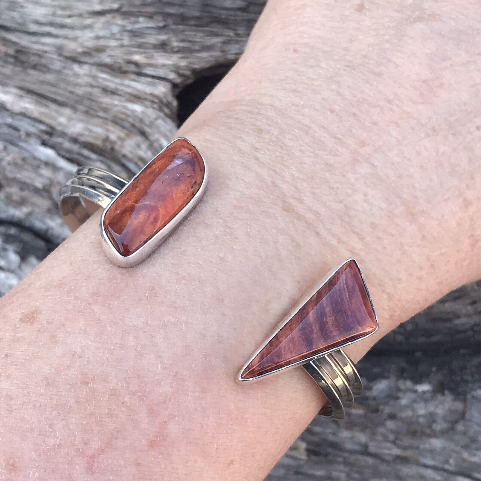 Navajo Spiny Oyster & Sterling Silver Bracelet Cuff Signed