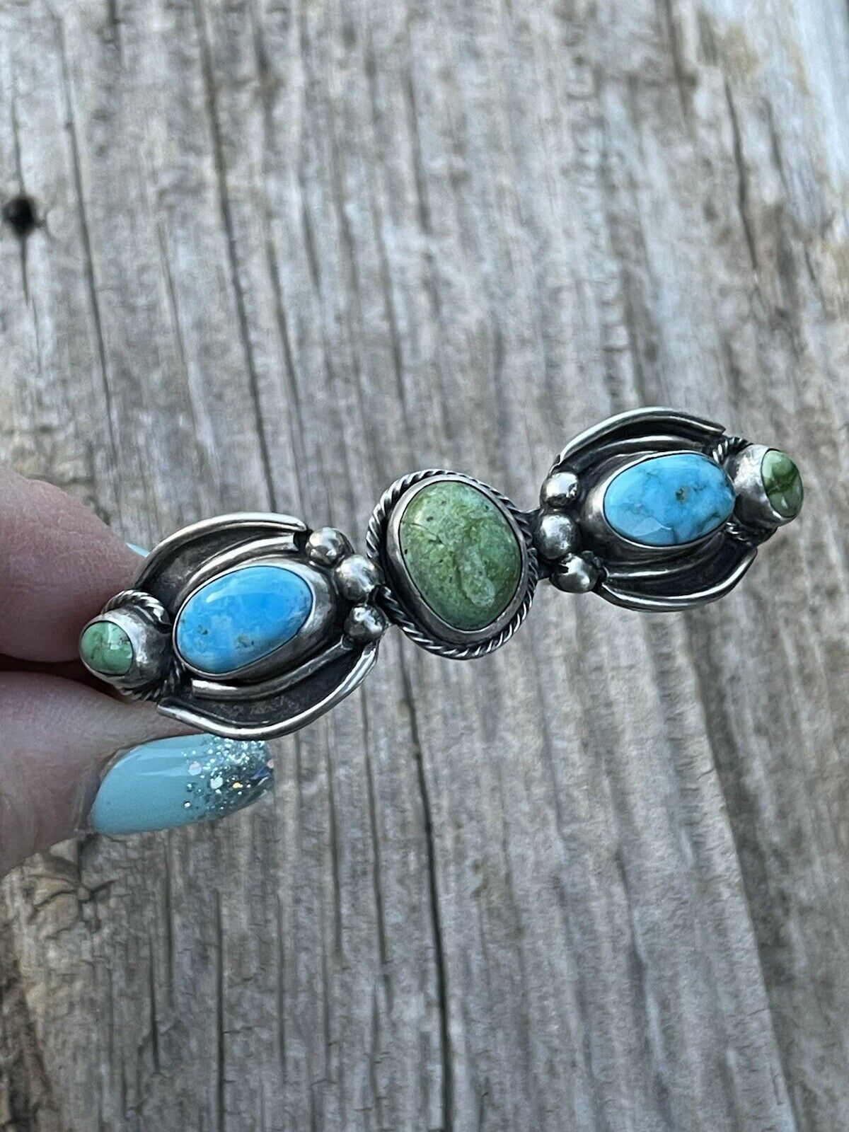 Navajo Sterling Sonoran Gold & Golden Hills Turquoise Cuff Bracelet Signed /