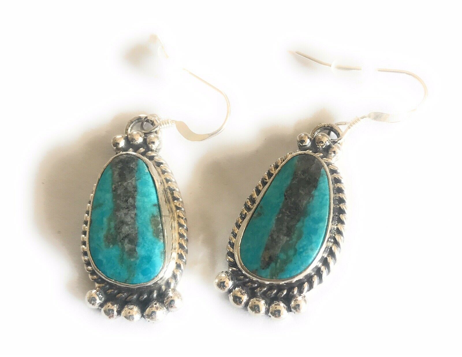 Handcrafted Turquoise & Sterling Silver Dangle Earrings