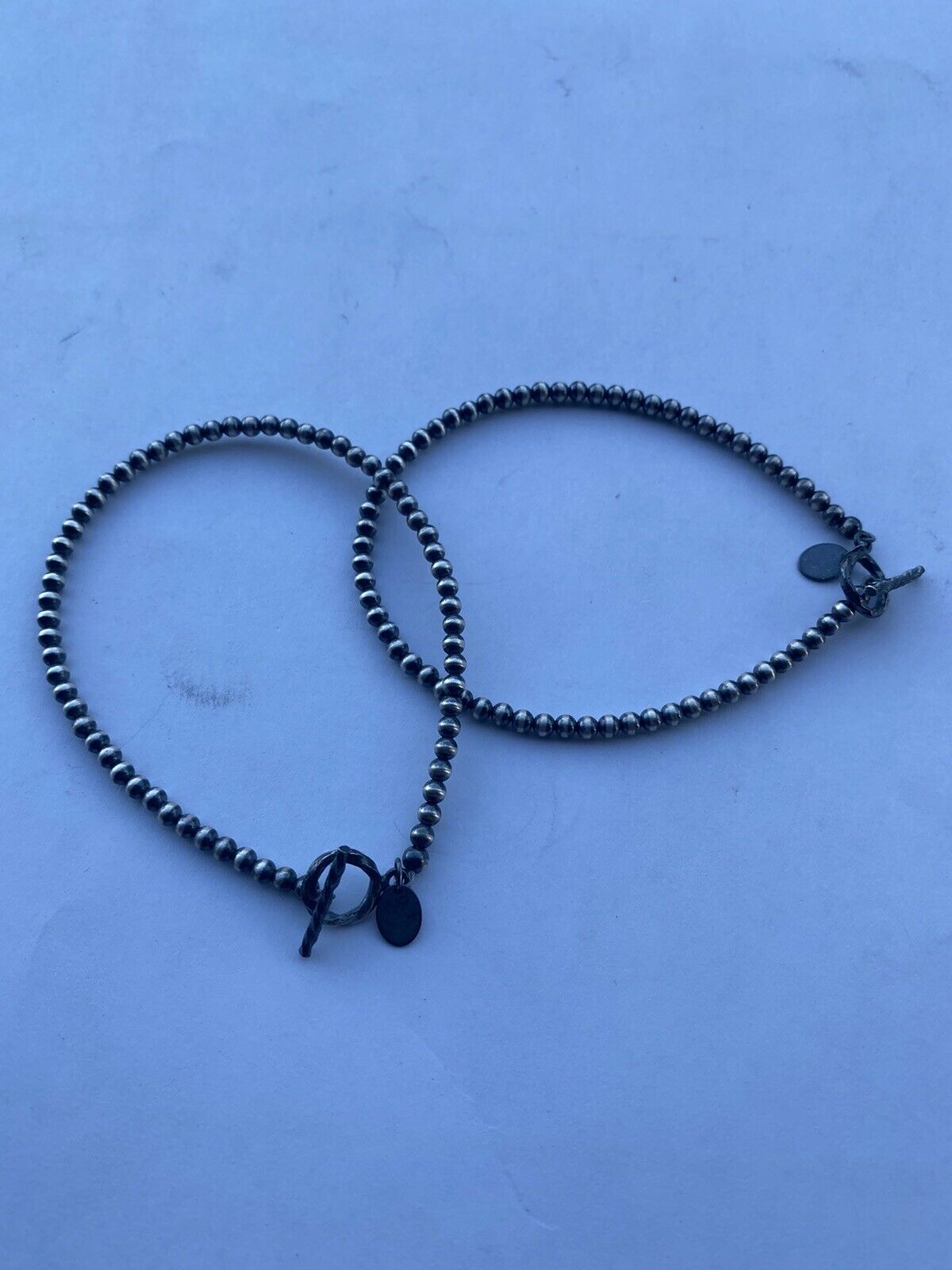 Sterling Silver 3mm 7.5 Inch Handcrafted Pearl Style Beaded Bracelet