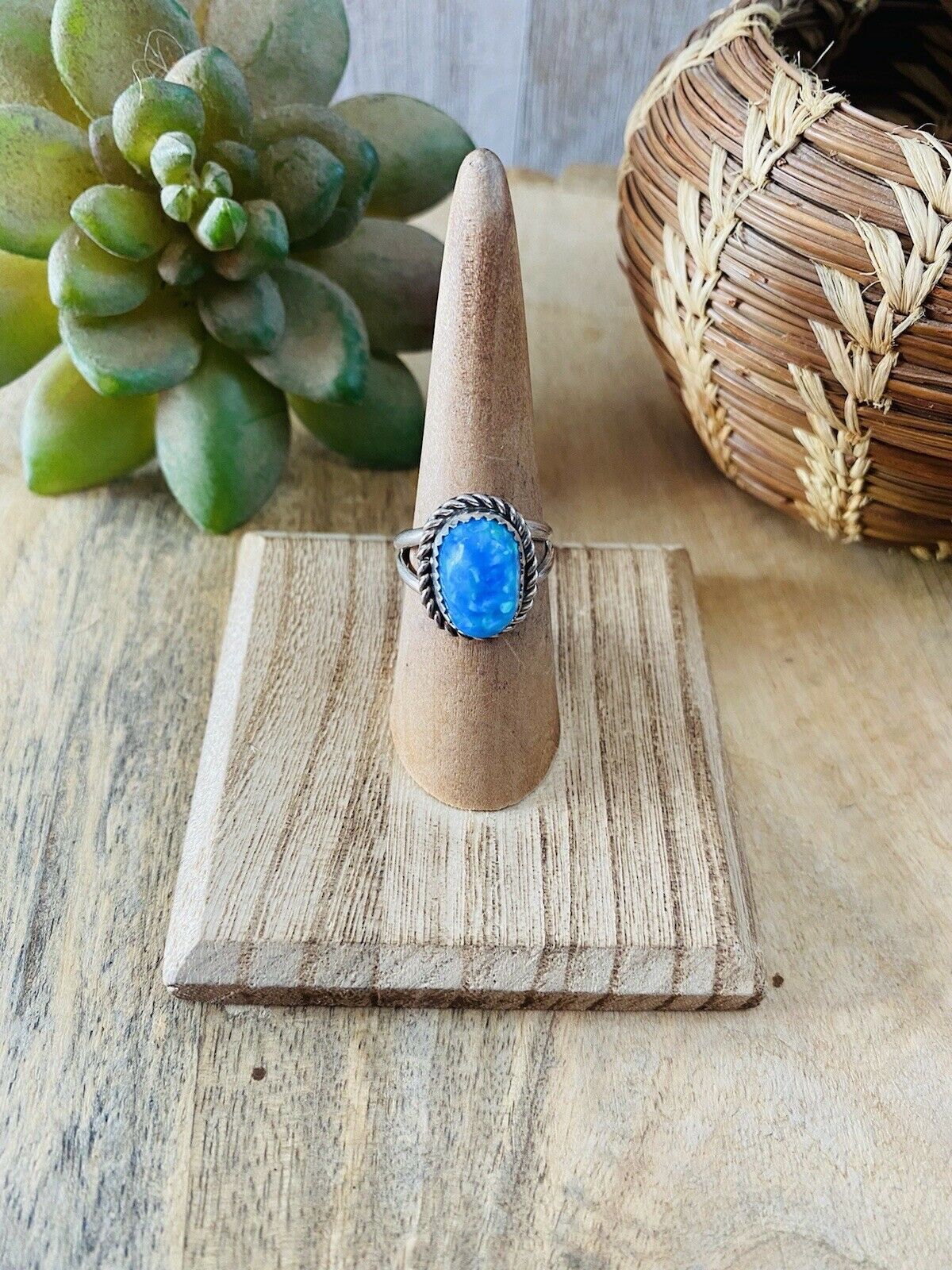 Handcrafted Sterling Silver & Blue Opal Ring