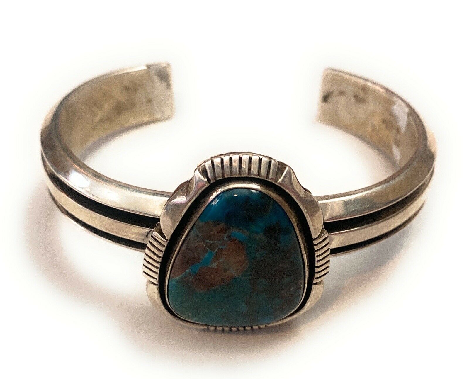Handcrafted Vintage Royston Turquoise & Sterling Silver Cuff Bracelet by Cooper Willie