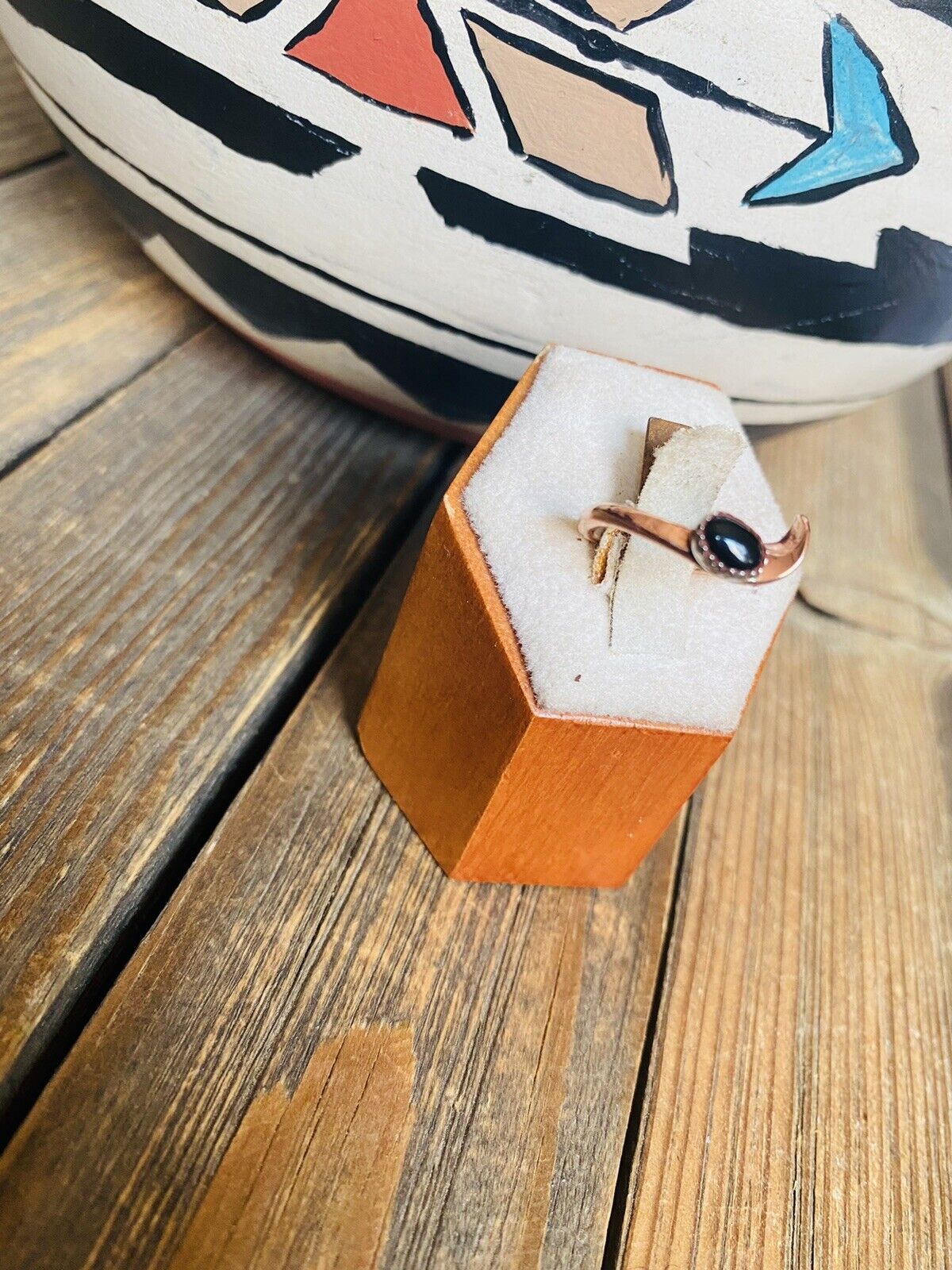 Handcrafted Copper Over Sterling Onyx Ring
