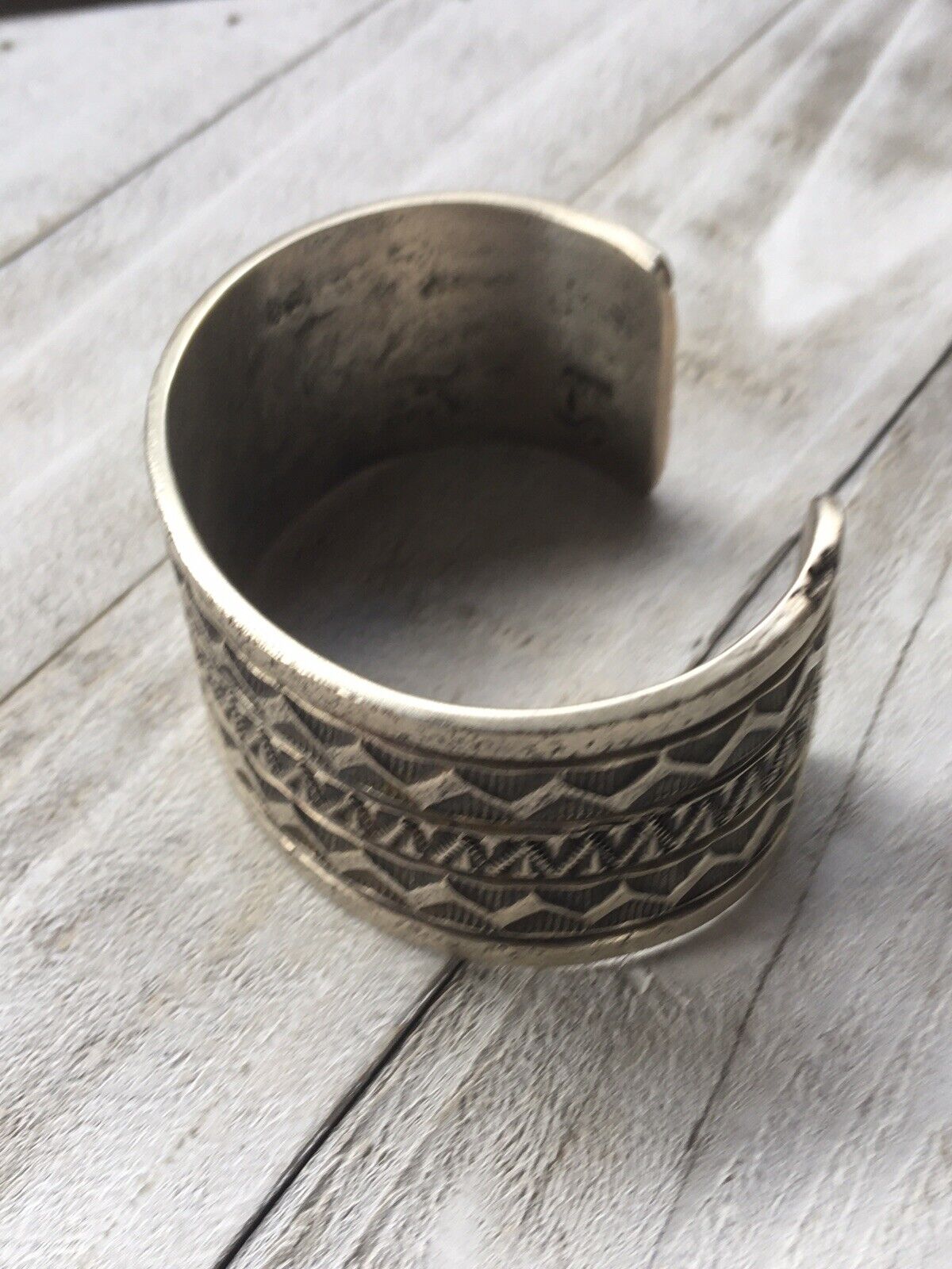 Handcrafted Sterling Silver Hand Stamped Tufa Cast Cuff Bracelet by Stewart Billie