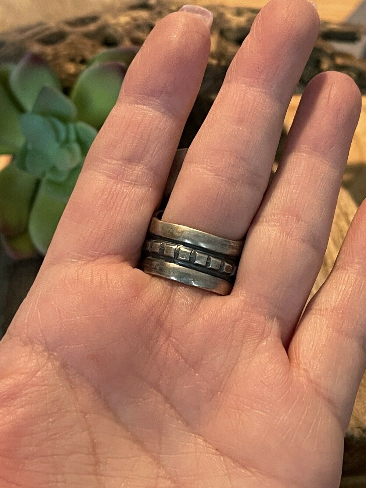 Handcrafted Stunning Natural Royston Turquoise & Sterling Ring Size 7.