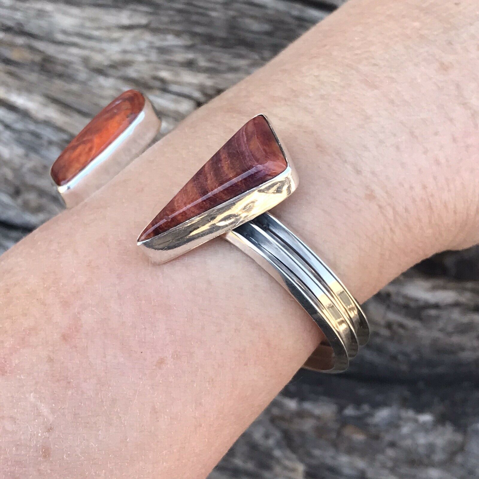 Navajo Spiny Oyster & Sterling Silver Bracelet Cuff Signed