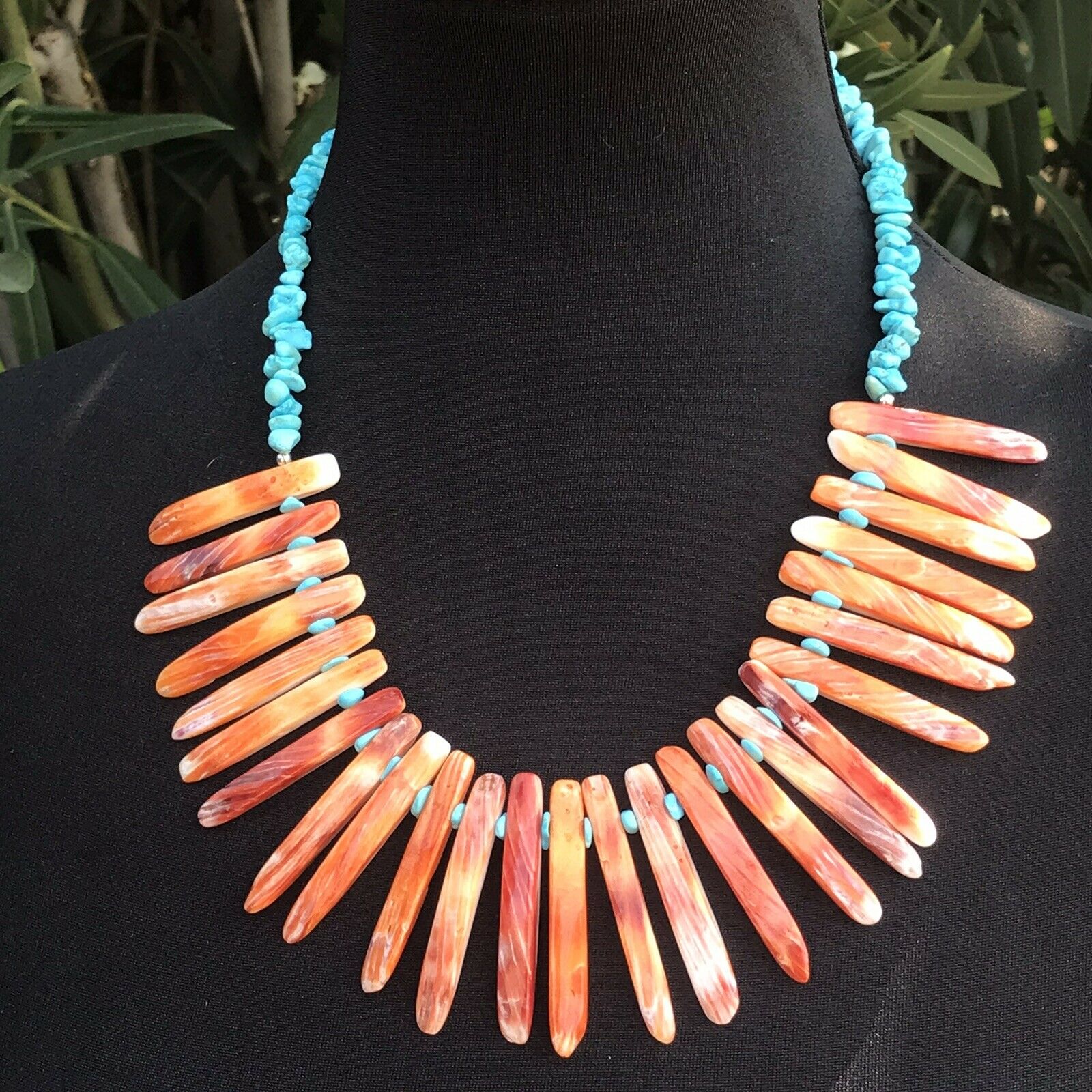 Handcrafted Sterling Turquoise Spiny Oyster Necklace