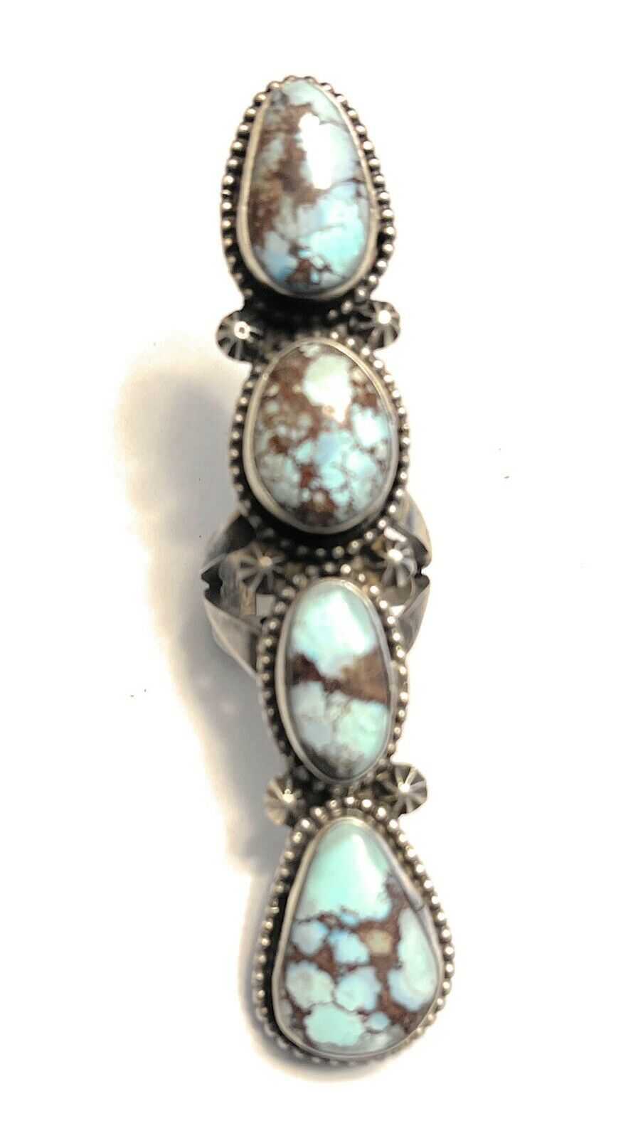 Handcrafted Golden Hills Turquoise & Sterling Silver Ring Sz 6.5 Signed Bobby John