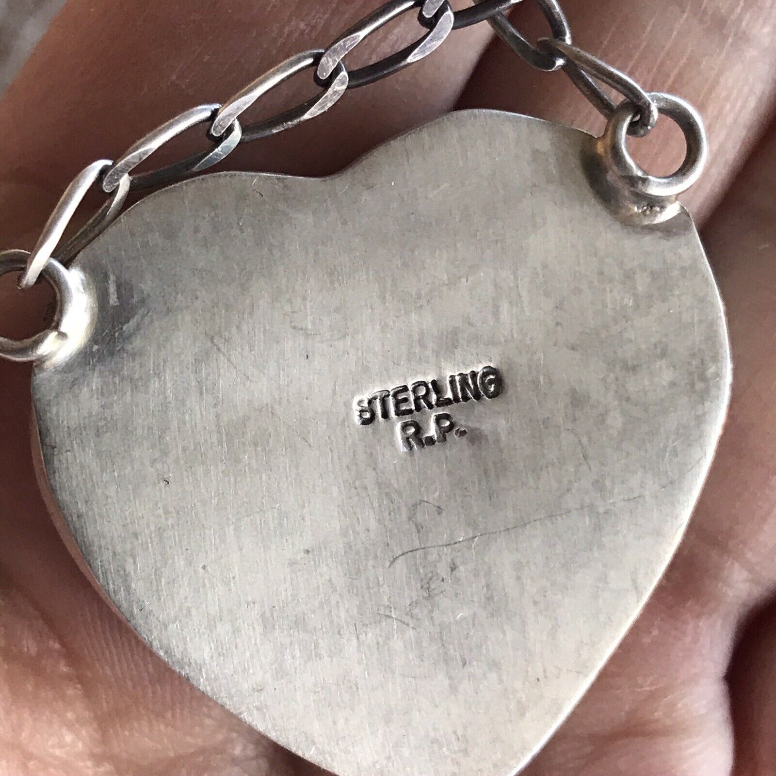 Handcrafted Purple Spiny And Sterling Silver Heart Necklace Signed