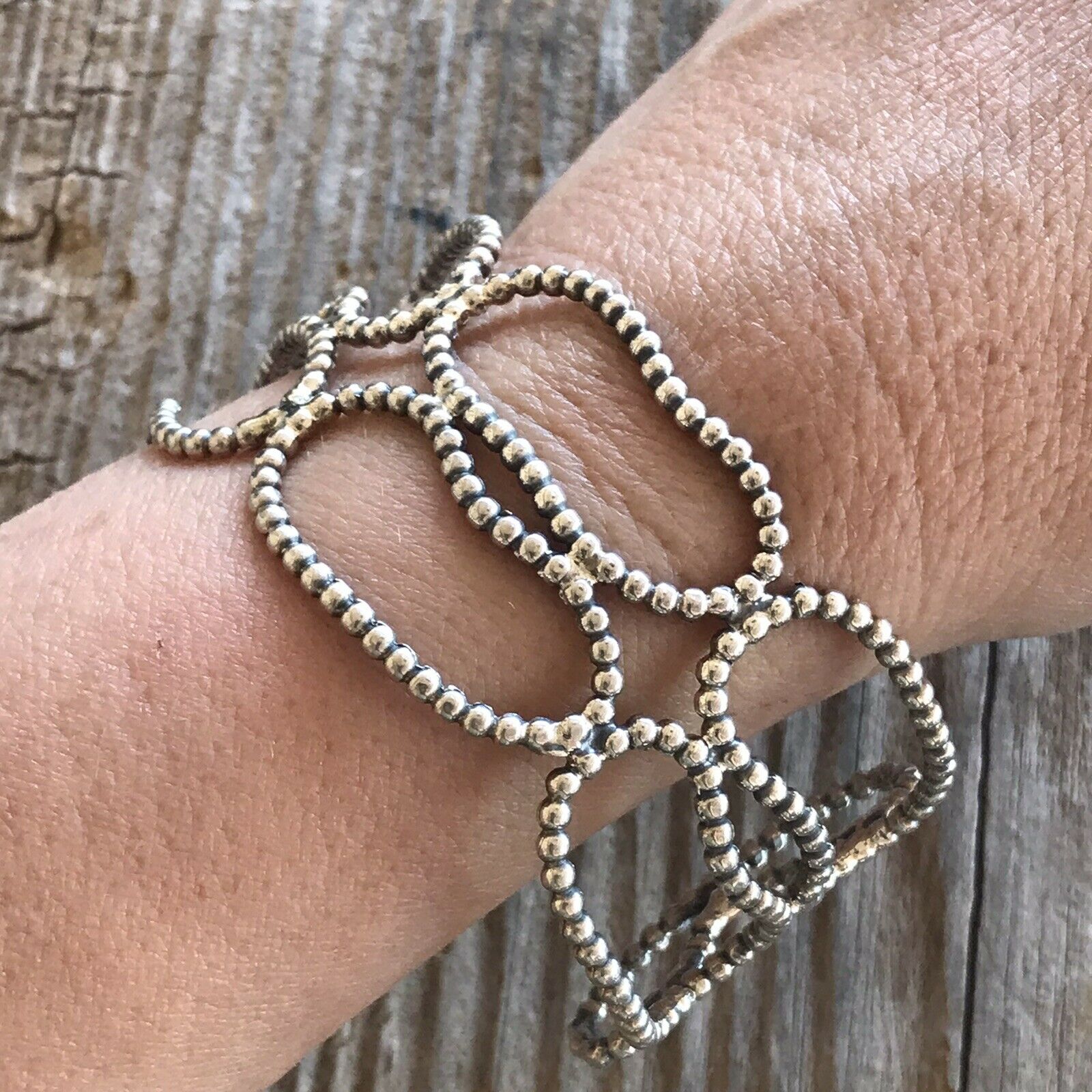 Handcrafted Bead Sterling Silver Bracelet Cuff